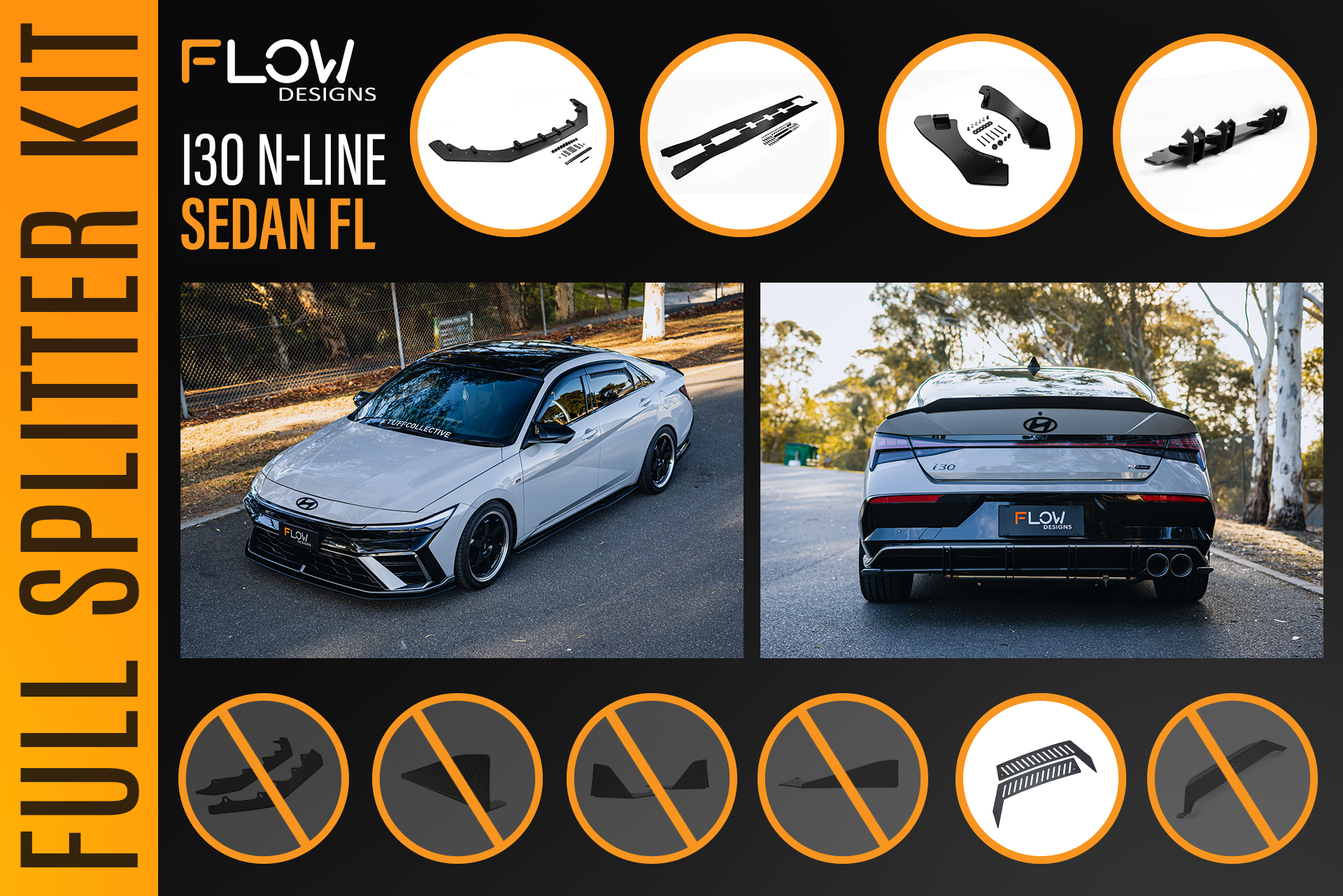 Hyundai CN7 V2 i30 N-Line Sedan FL 2025 - Full Lip Splitter Set