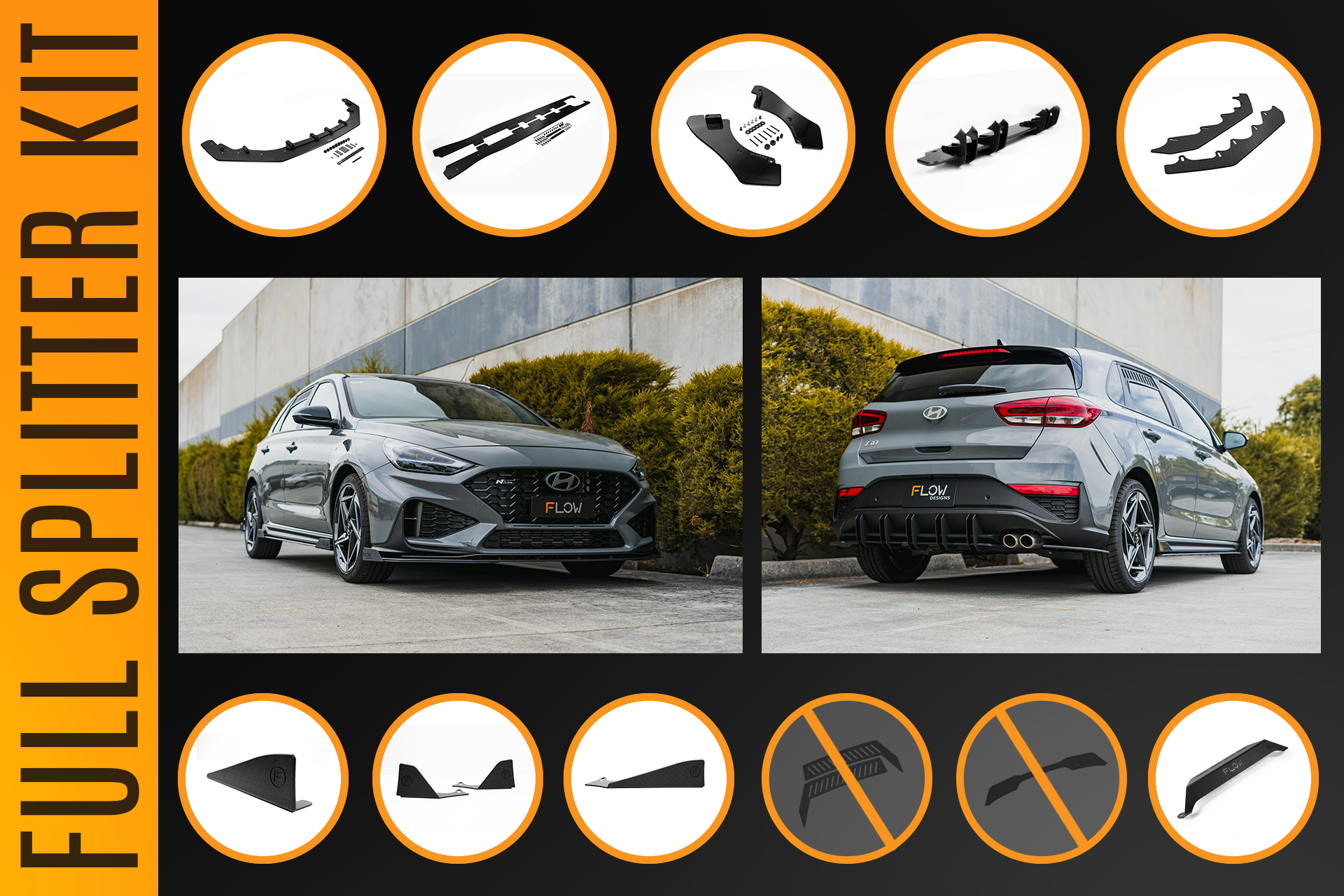 i30N-Line Hatch PDe.V6 FL 2024+ Full Lip Splitter Set