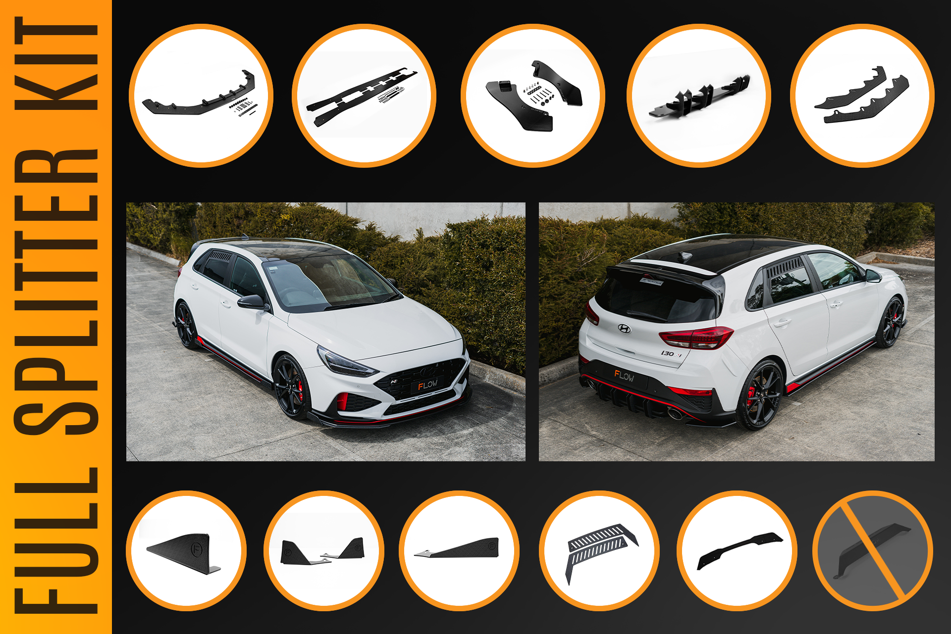 i30N Hatch PDE V6 FL2 2025+ Full Lip Splitter Set