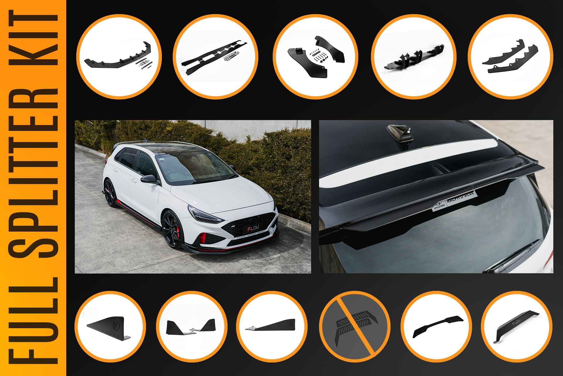 i30N Hatch PDE V6 FL2 2025+ Full Lip Splitter Set