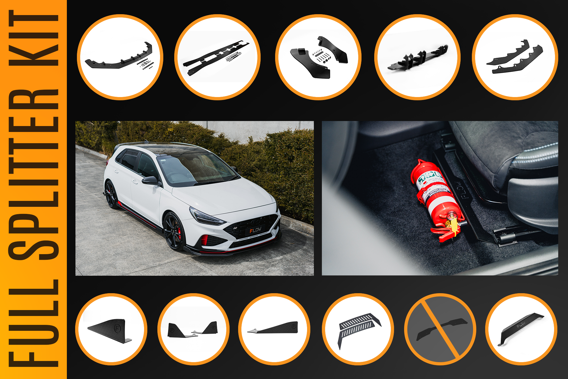 i30N Hatch PDE V6 FL2 2025+ Full Lip Splitter Set