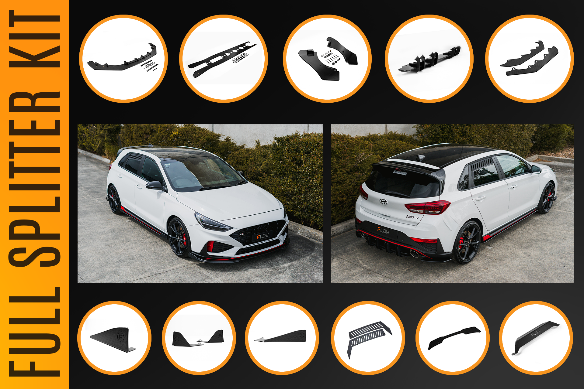i30N Hatch PDE V6 FL2 2025+ Full Lip Splitter Set