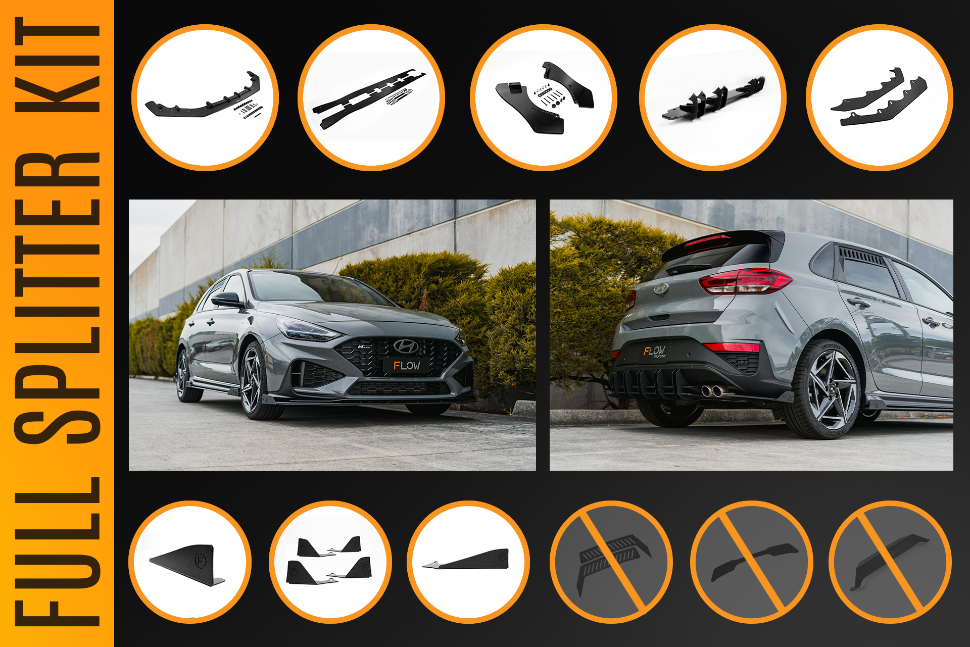 i30N-Line Hatch PDe.V6 FL 2024+ Full Lip Splitter Set