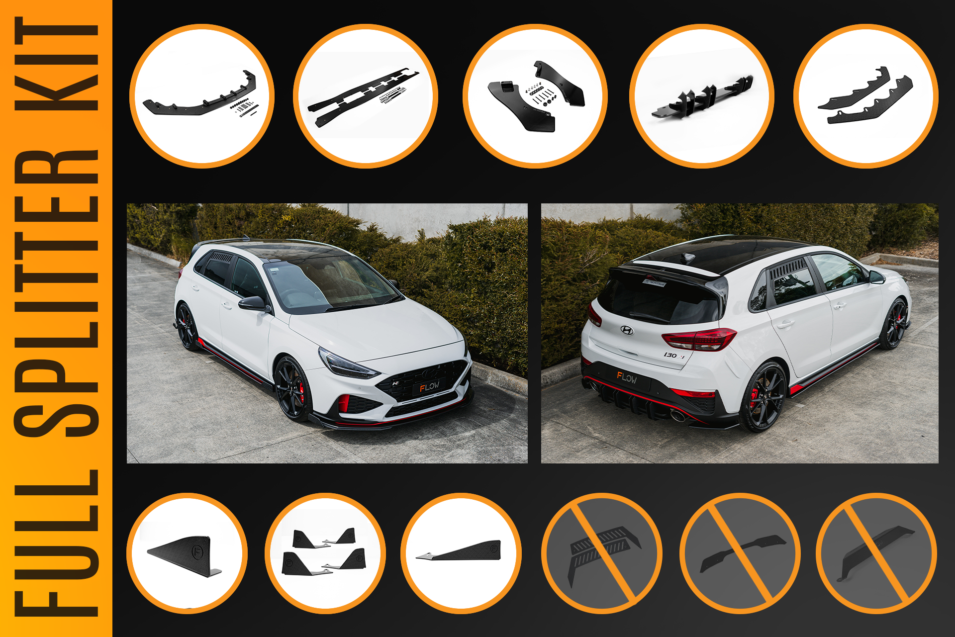 i30N Hatch PDE V6 FL2 2025+ Full Lip Splitter Set