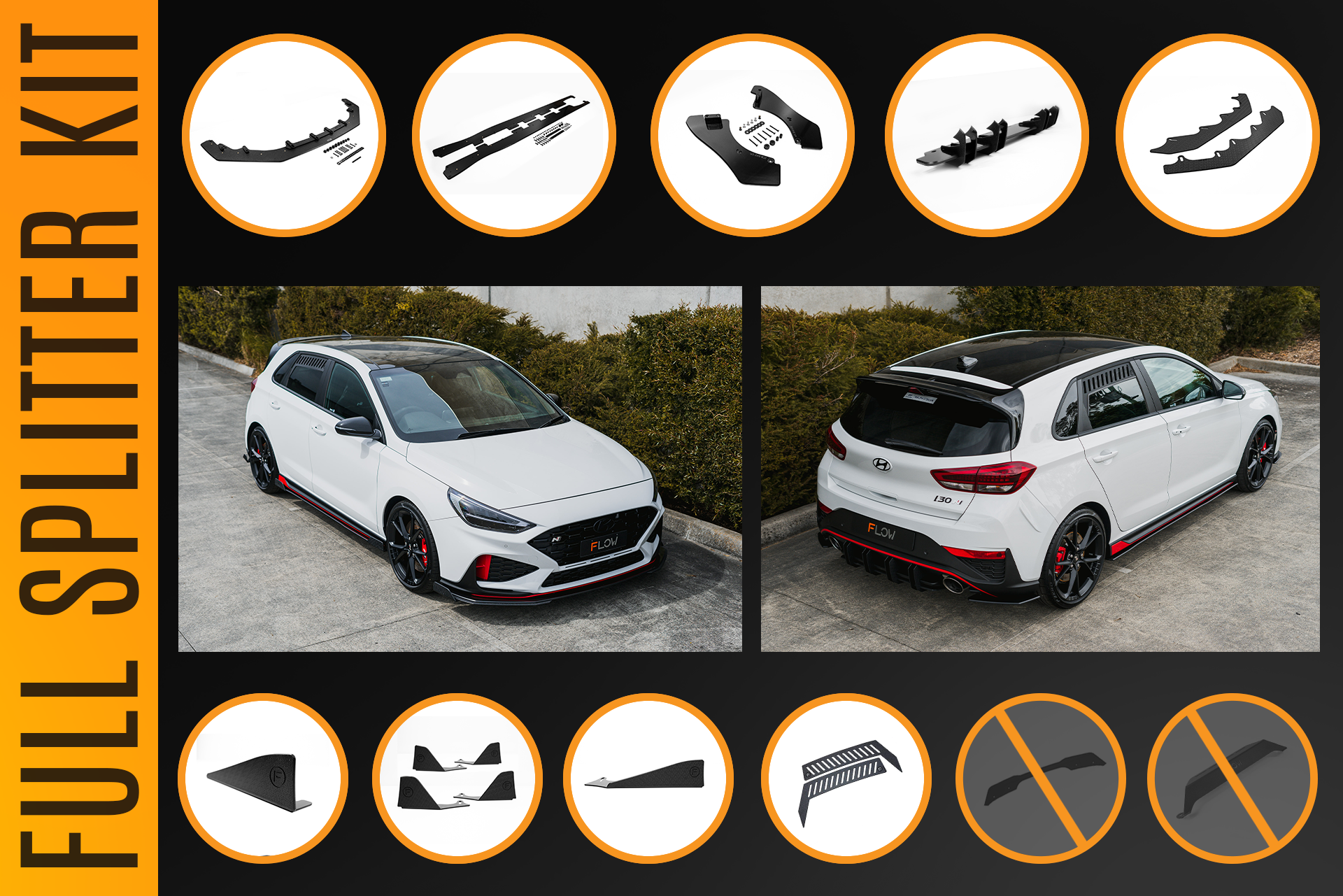 i30N Hatch PDE V6 FL2 2025+ Full Lip Splitter Set