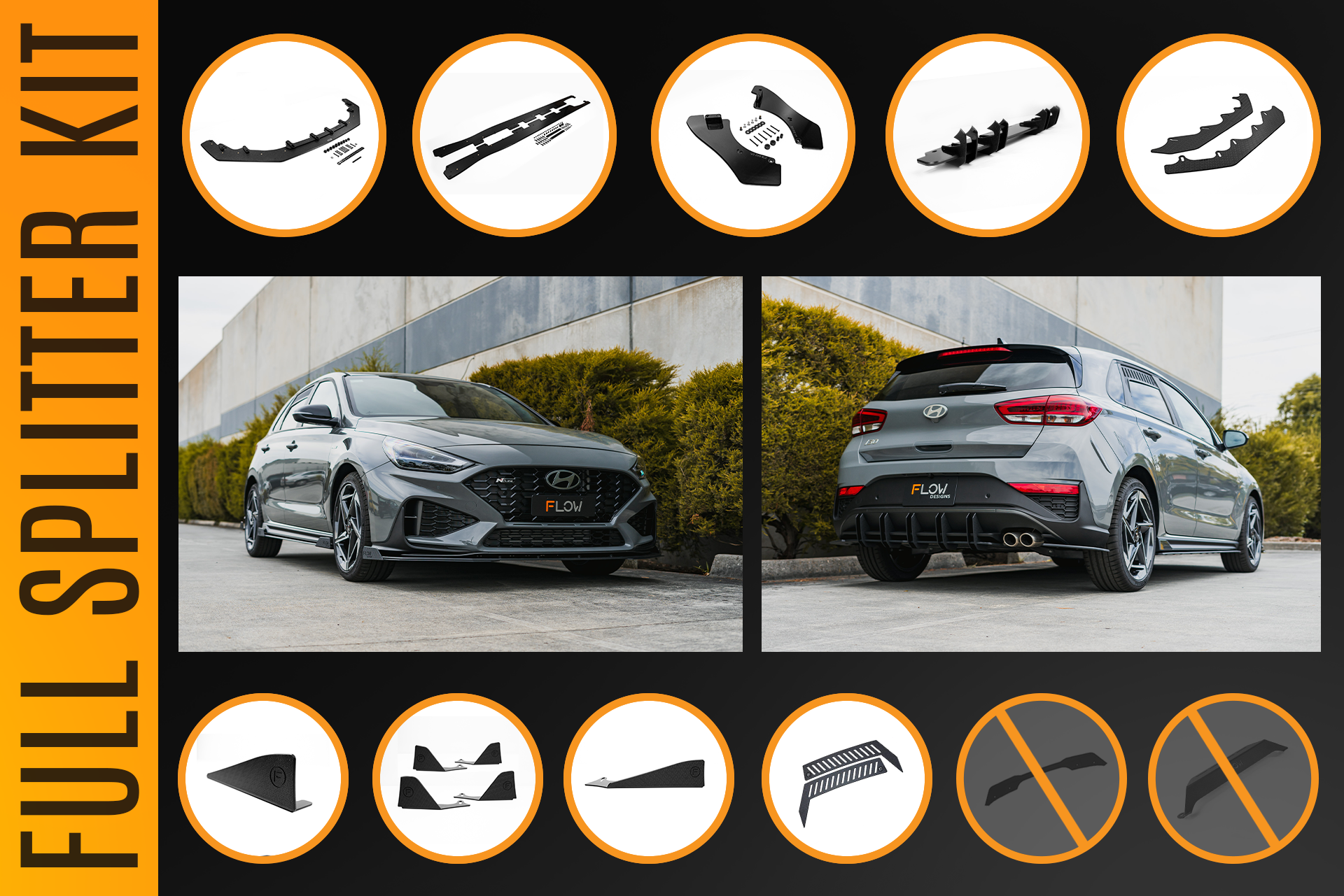 i30N-Line Hatch PDe.V6 FL 2024+ Full Lip Splitter Set