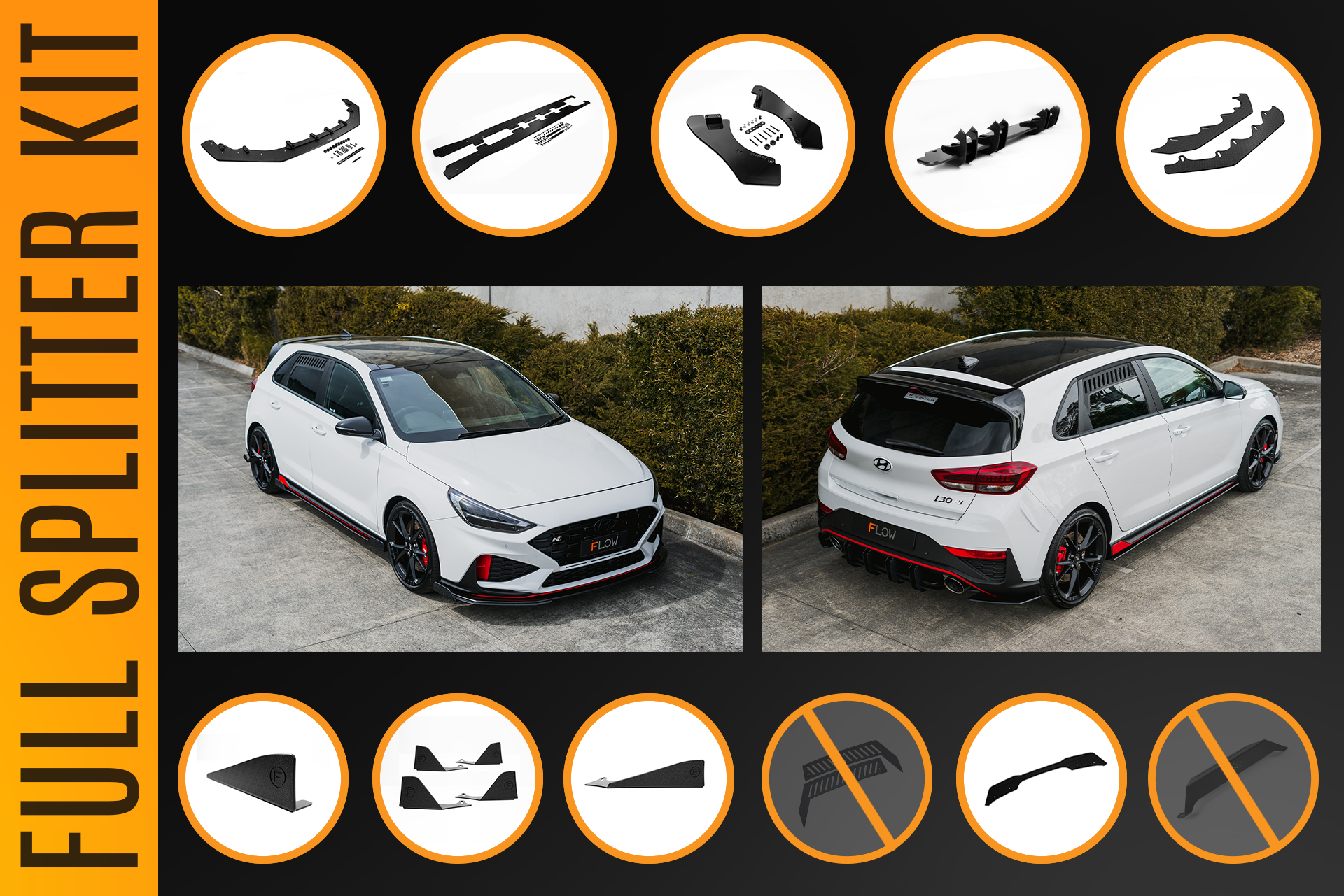 i30N Hatch PDE V6 FL2 2025+ Full Lip Splitter Set