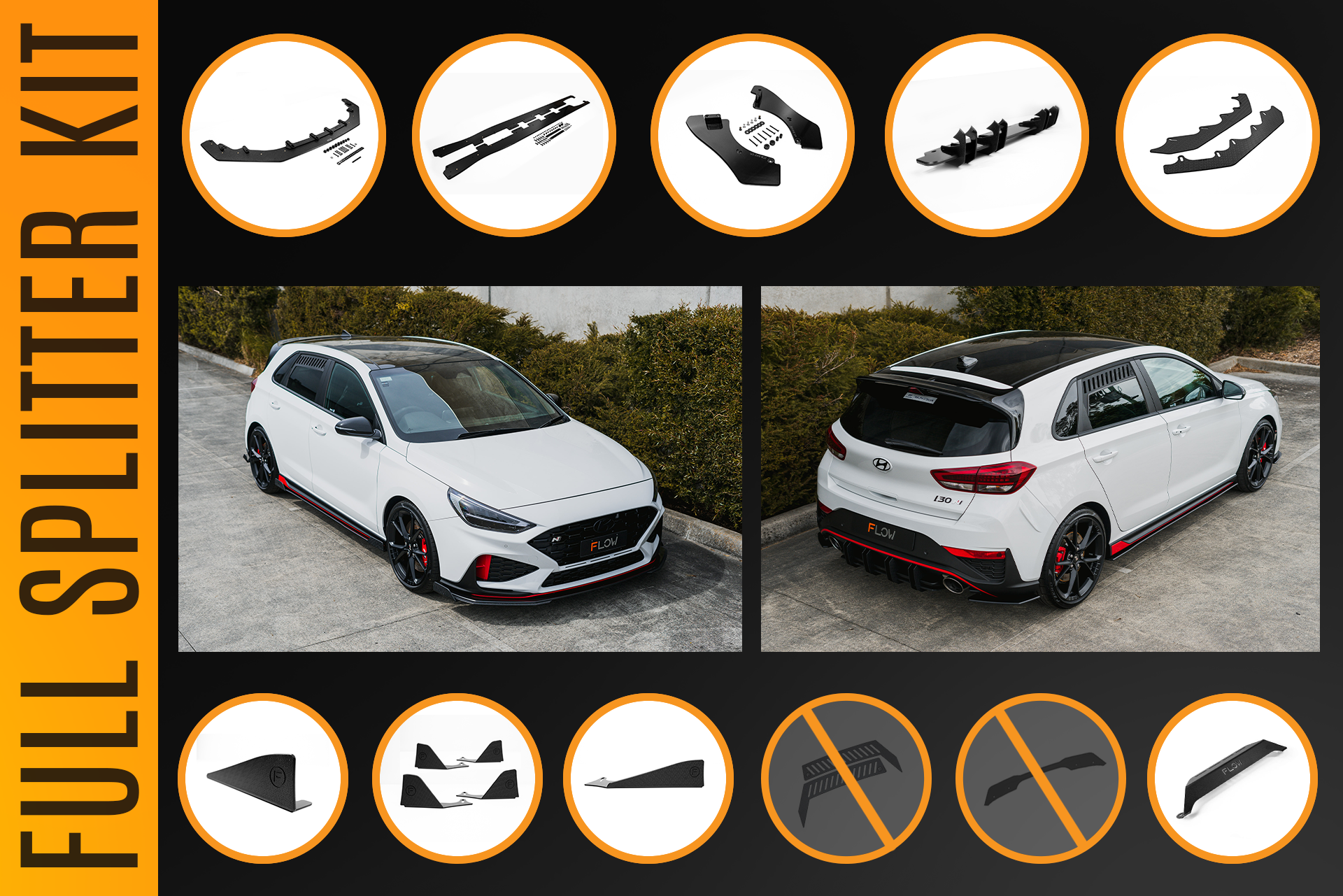 i30N Hatch PDE V6 FL2 2025+ Full Lip Splitter Set