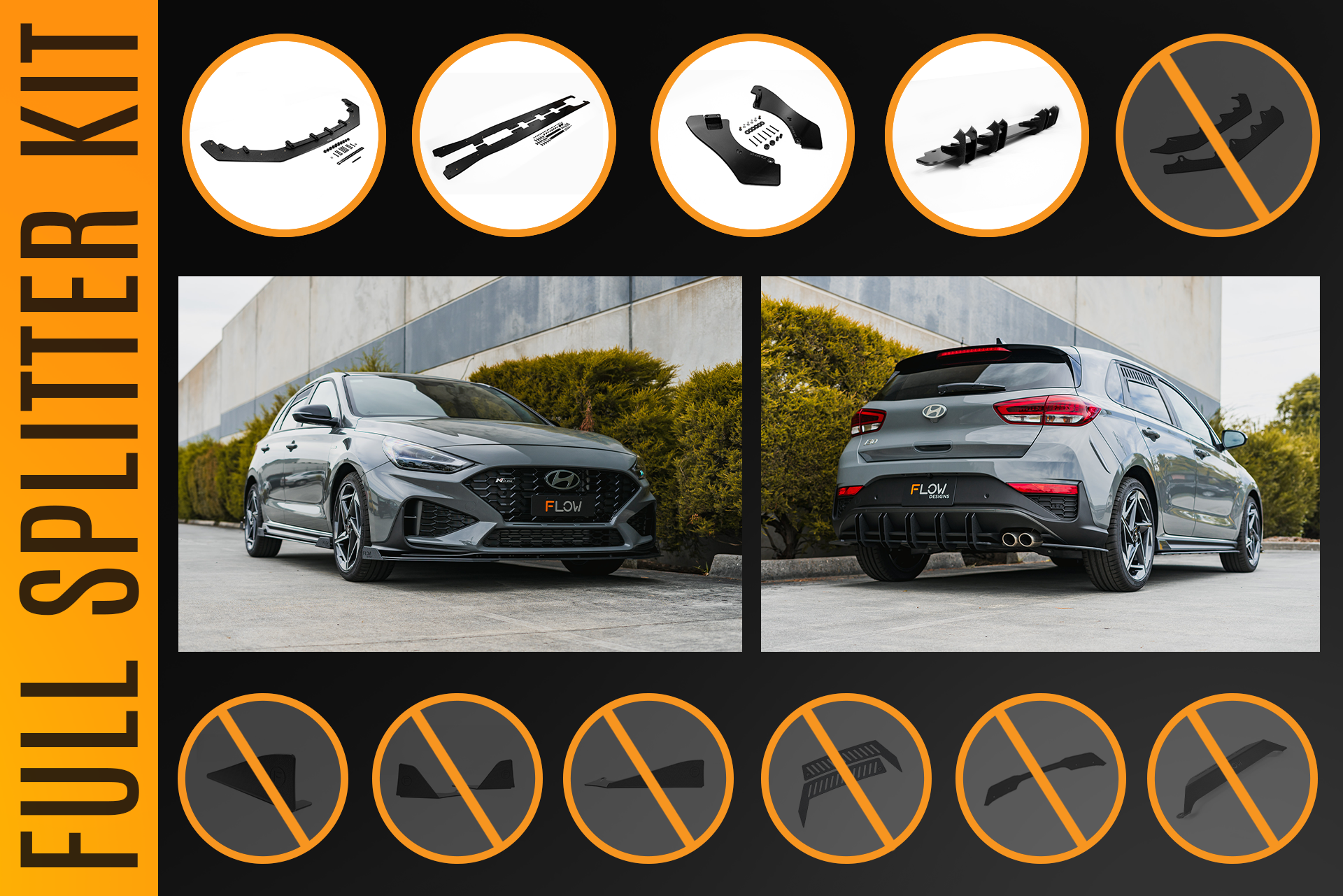 i30N-Line Hatch PDe.V6 FL 2024+ Full Lip Splitter Set