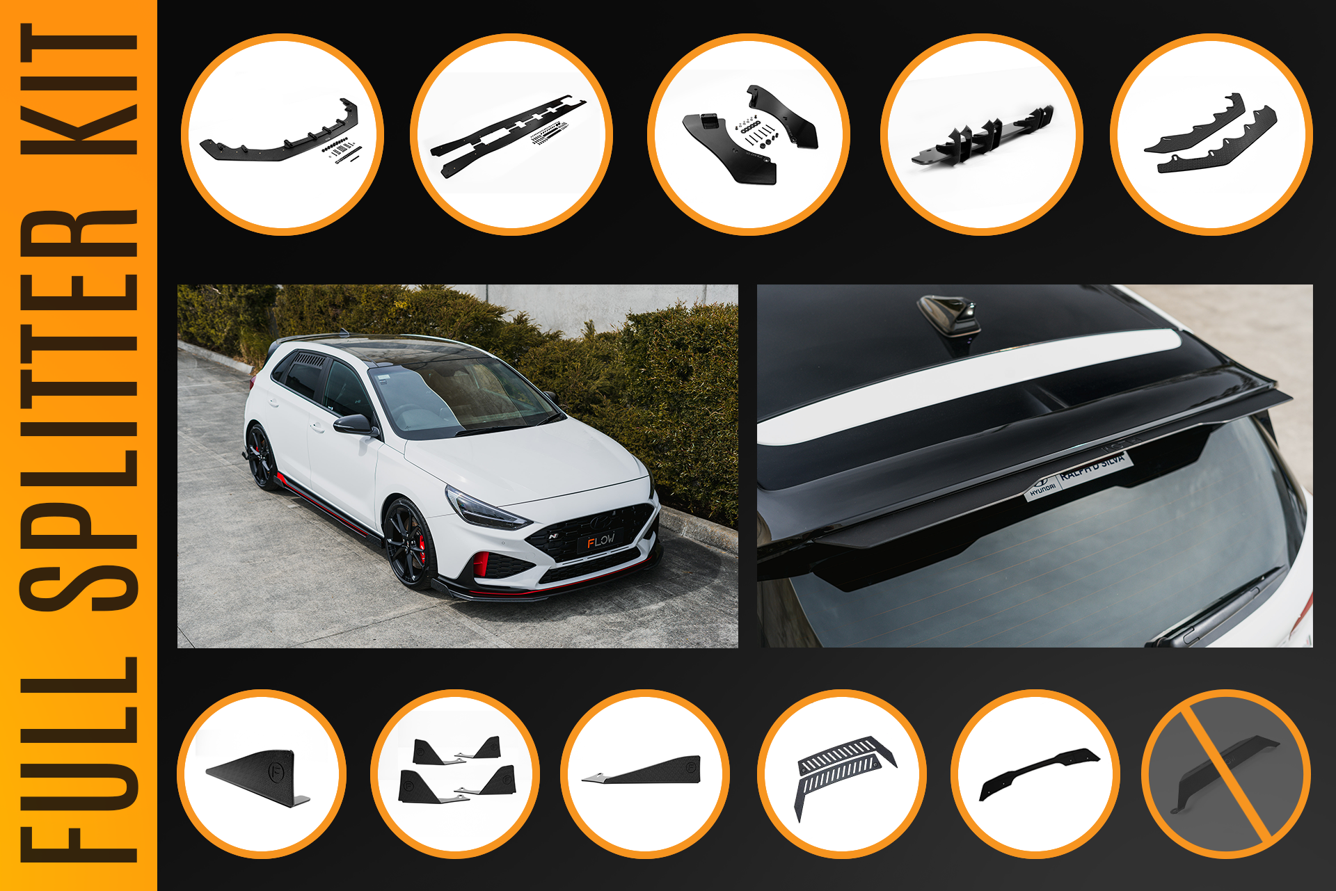 i30N Hatch PDE V6 FL2 2025+ Full Lip Splitter Set