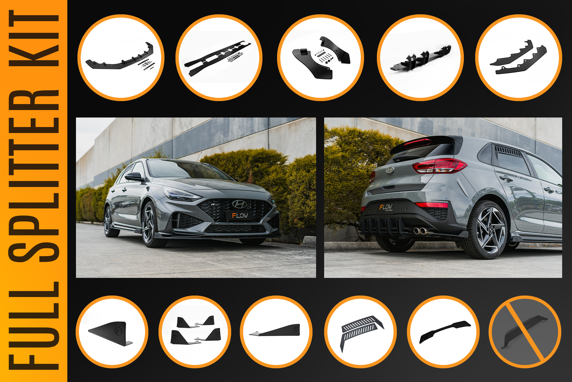 i30N-Line Hatch PDe.V6 FL 2024+ Full Lip Splitter Set