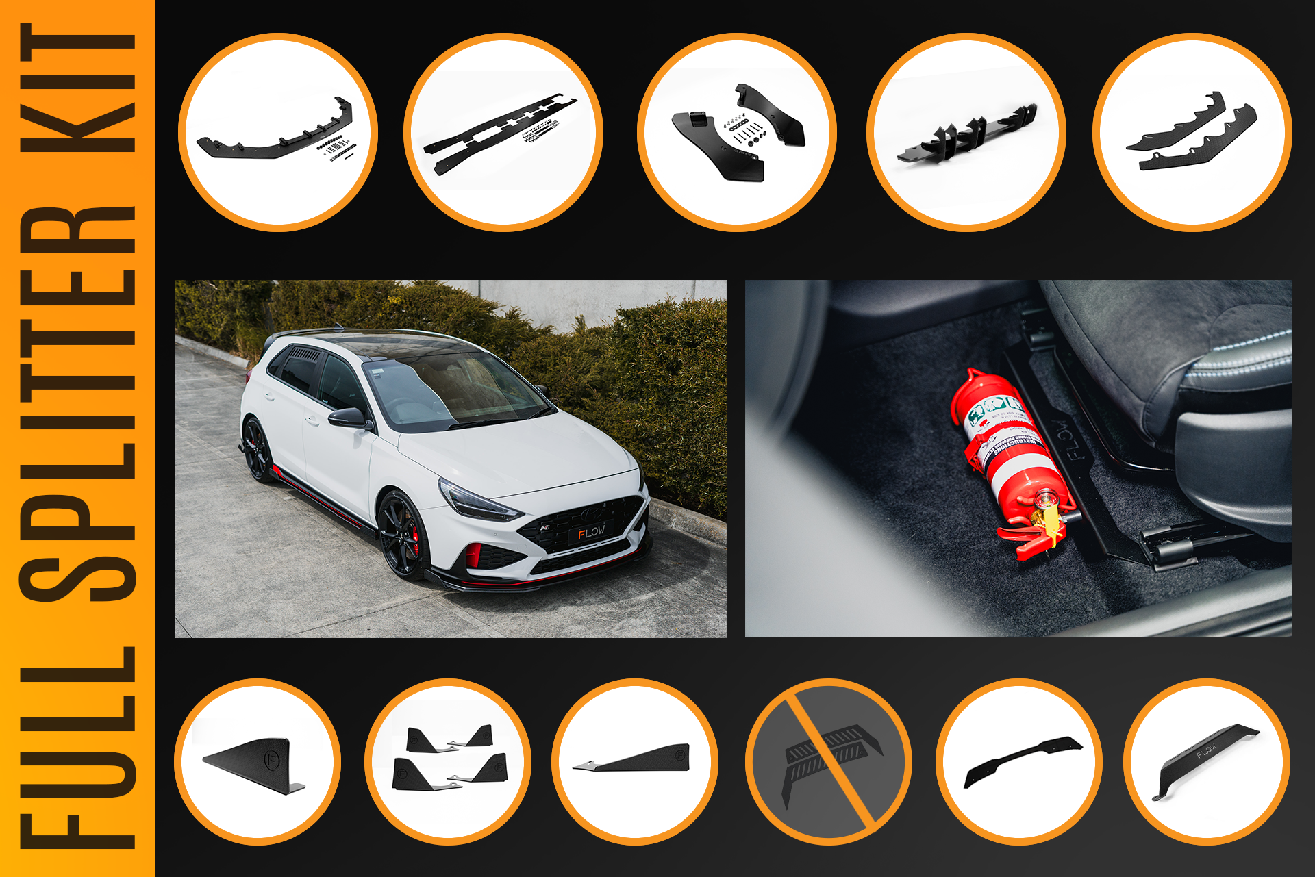 i30N Hatch PDE V6 FL2 2025+ Full Lip Splitter Set