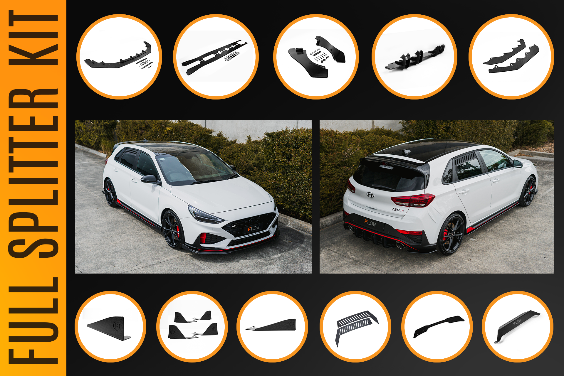 i30N Hatch PDE V6 FL2 2025+ Full Lip Splitter Set