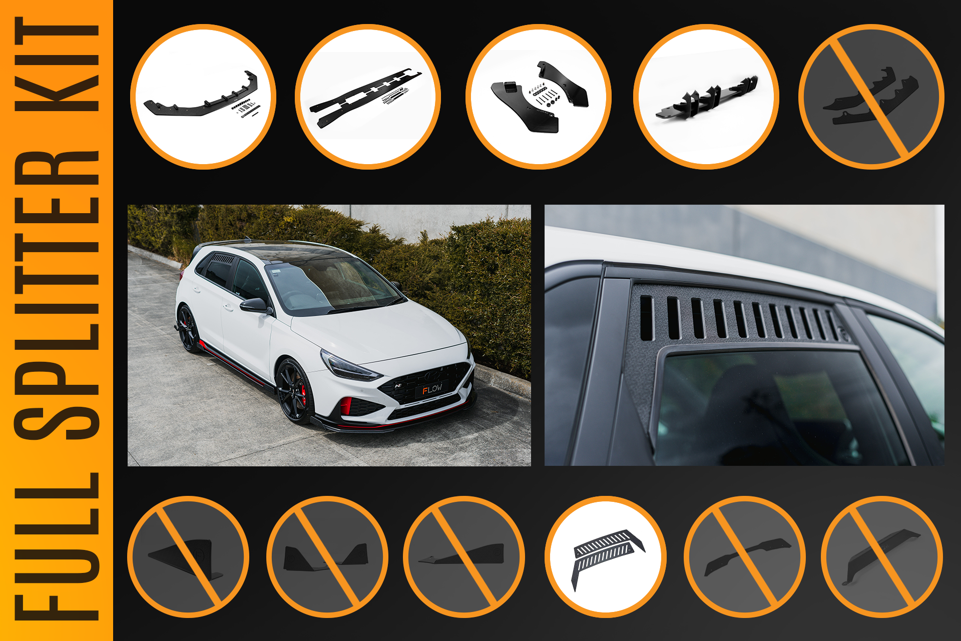 i30N Hatch PDE V6 FL2 2025+ Full Lip Splitter Set