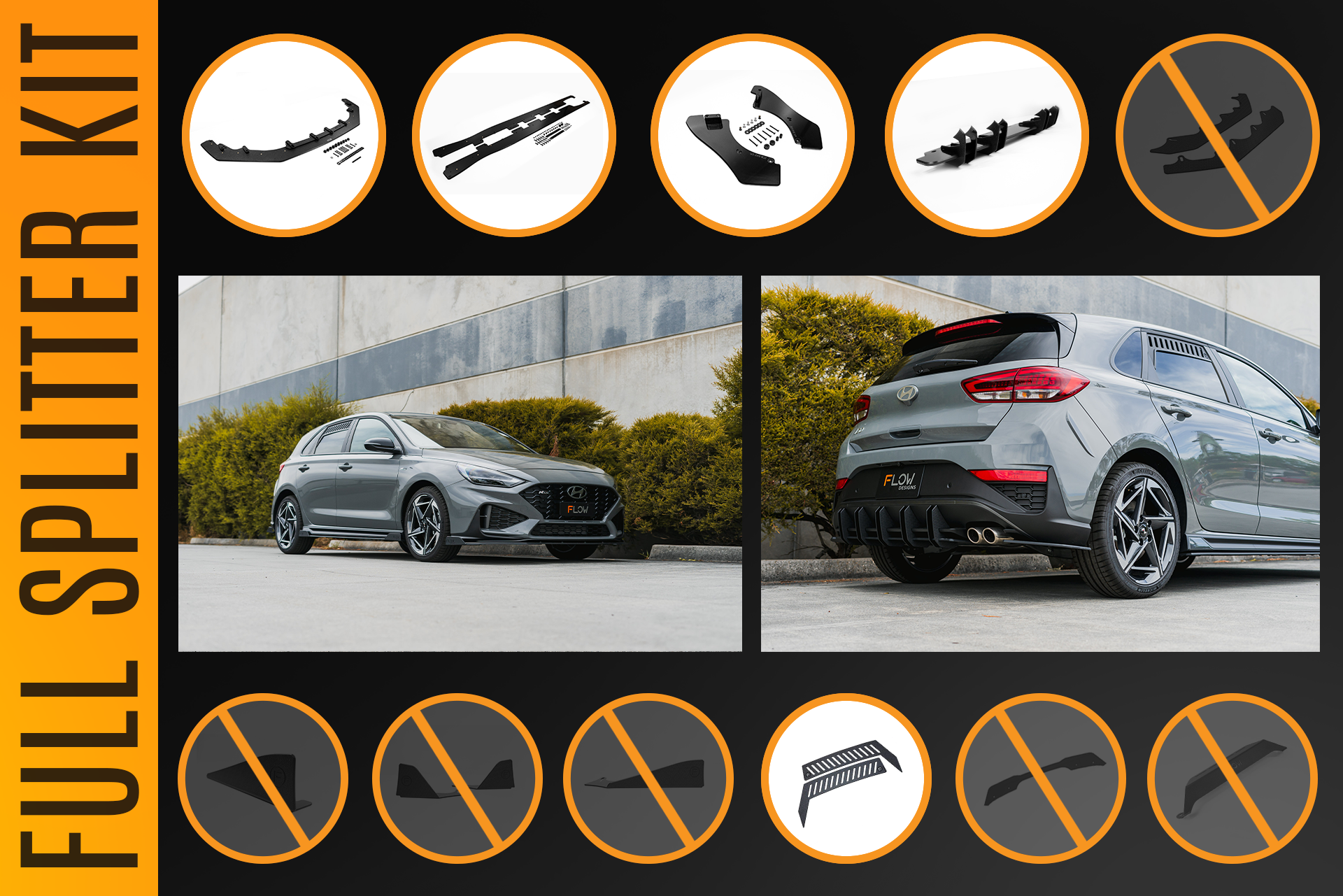 i30N-Line Hatch PDe.V6 FL 2024+ Full Lip Splitter Set