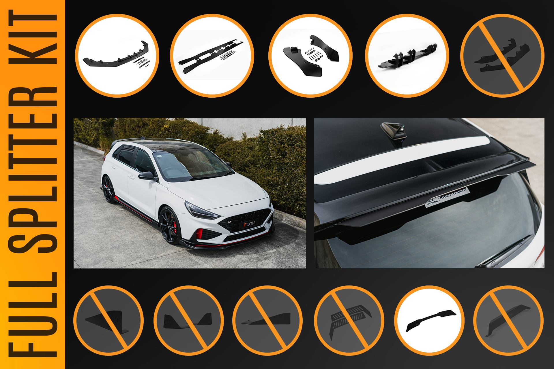 i30N Hatch PDE V6 FL2 2025+ Full Lip Splitter Set