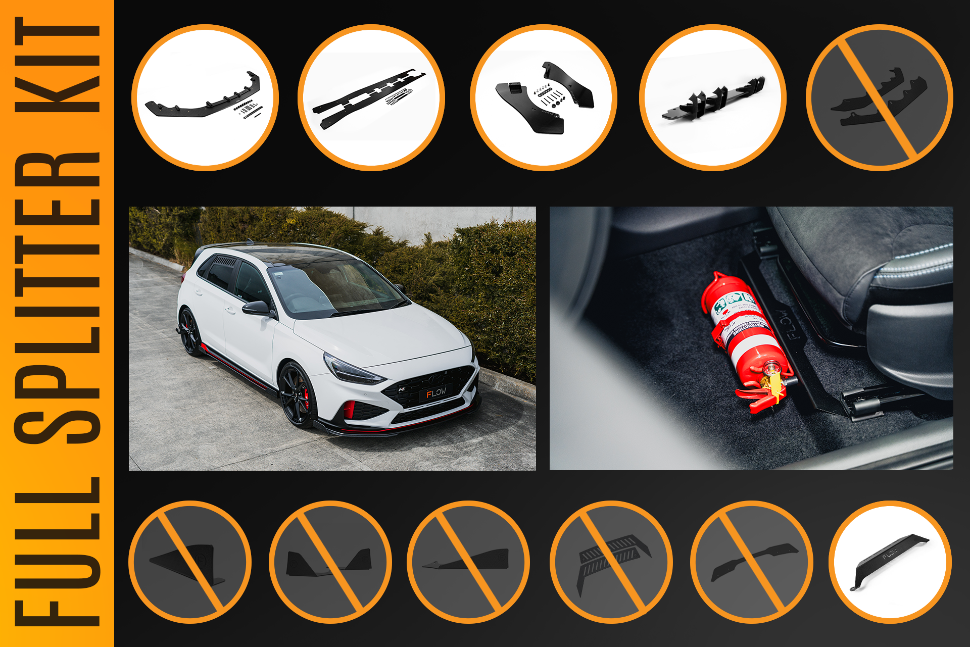 i30N Hatch PDE V6 FL2 2025+ Full Lip Splitter Set