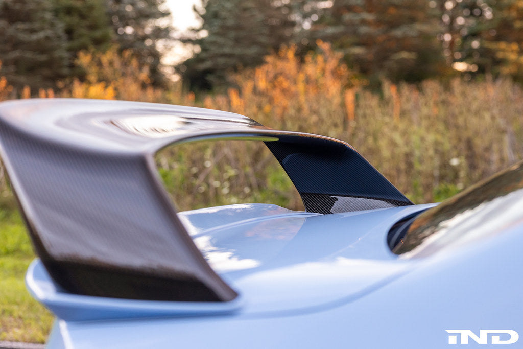 Alpha-N carbon fixed rear wing Class 3 installed on BMW G87 M2 showing motorsport carbon aero design