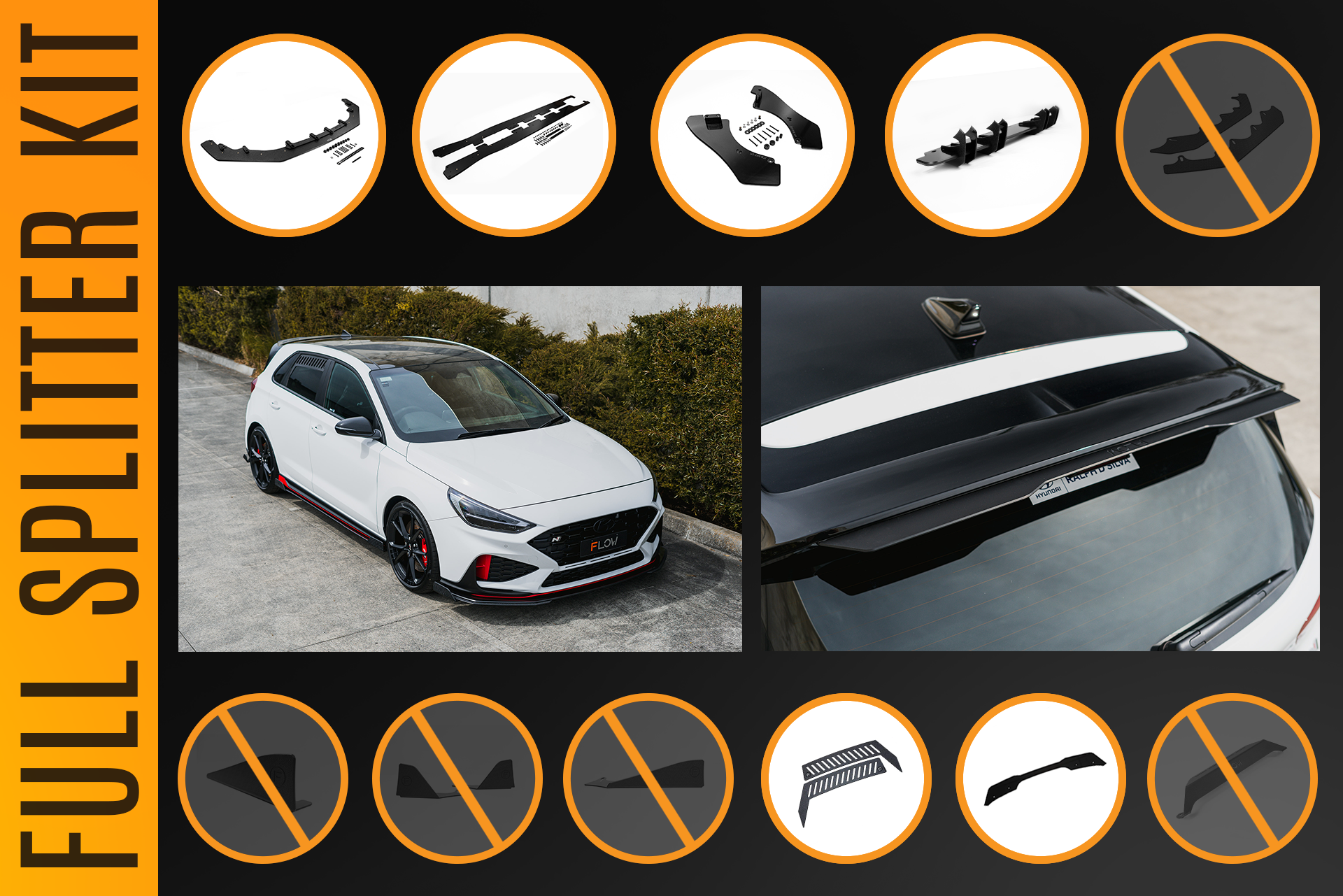 i30N Hatch PDE V6 FL2 2025+ Full Lip Splitter Set