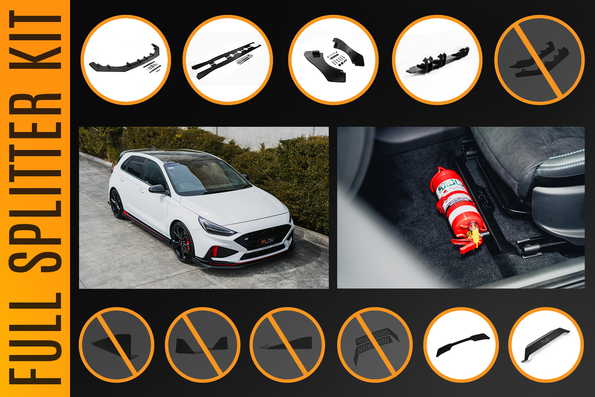 i30N Hatch PDE V6 FL2 2025+ Full Lip Splitter Set