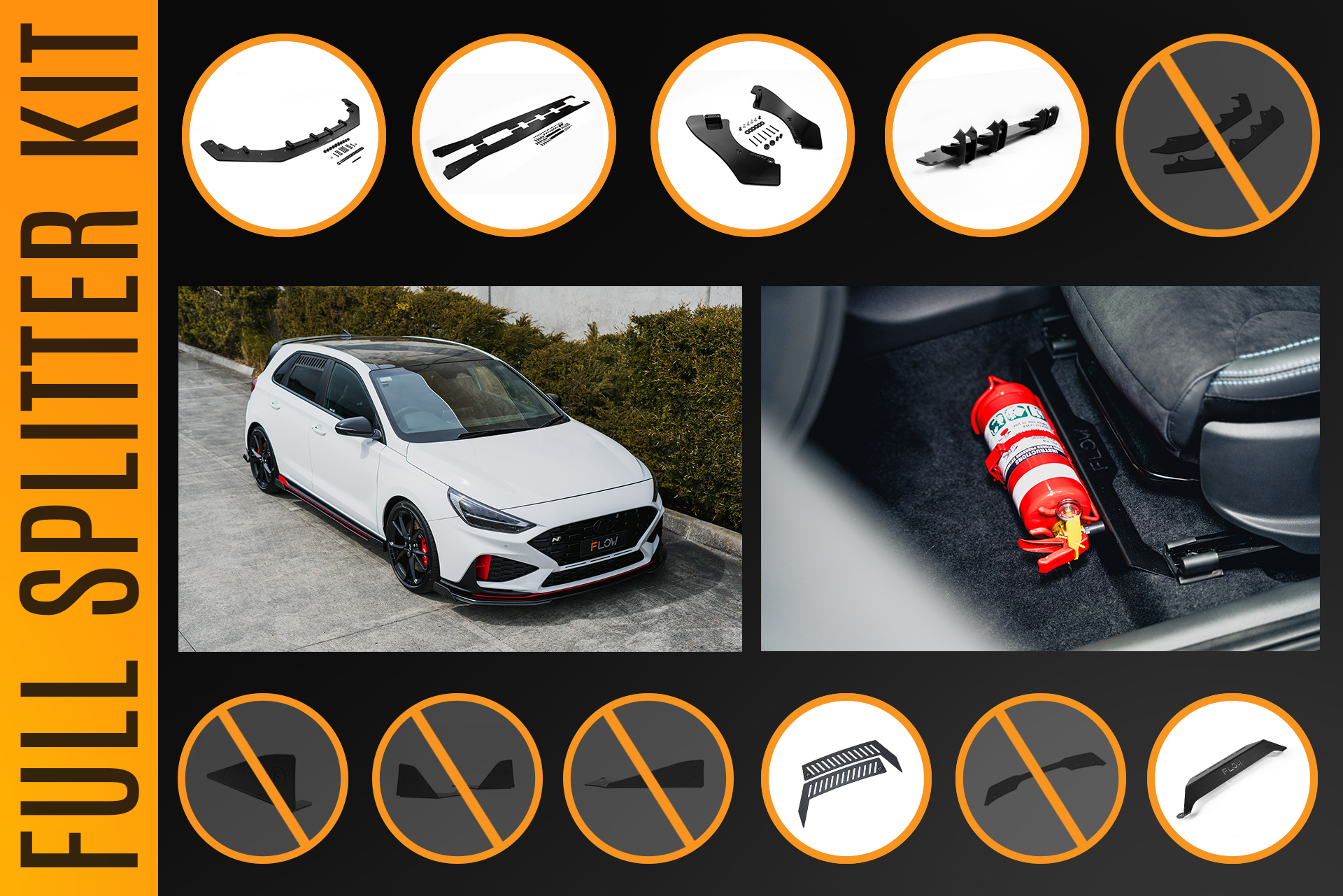 i30N Hatch PDE V6 FL2 2025+ Full Lip Splitter Set