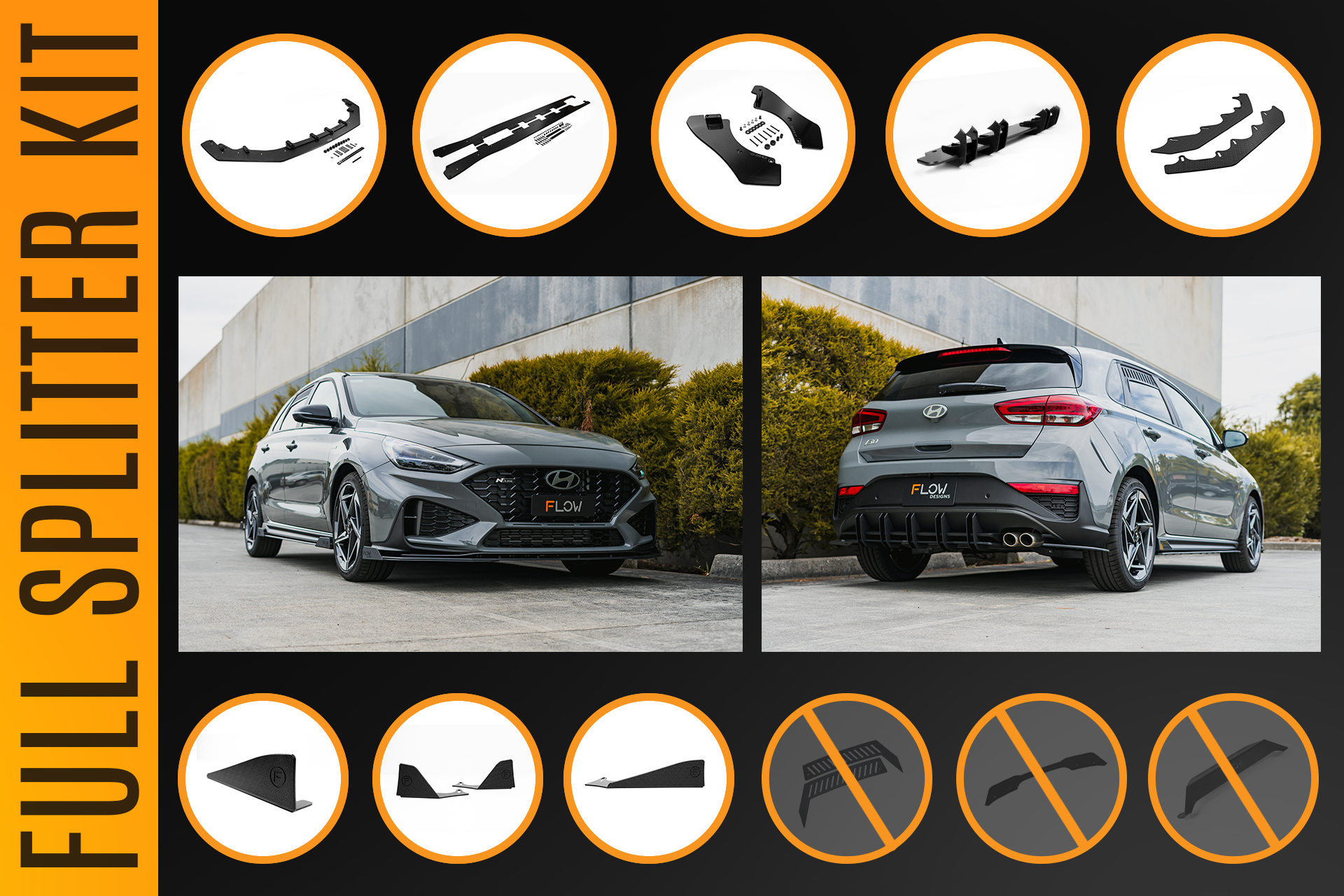 i30N-Line Hatch PDe.V6 FL 2024+ Full Lip Splitter Set