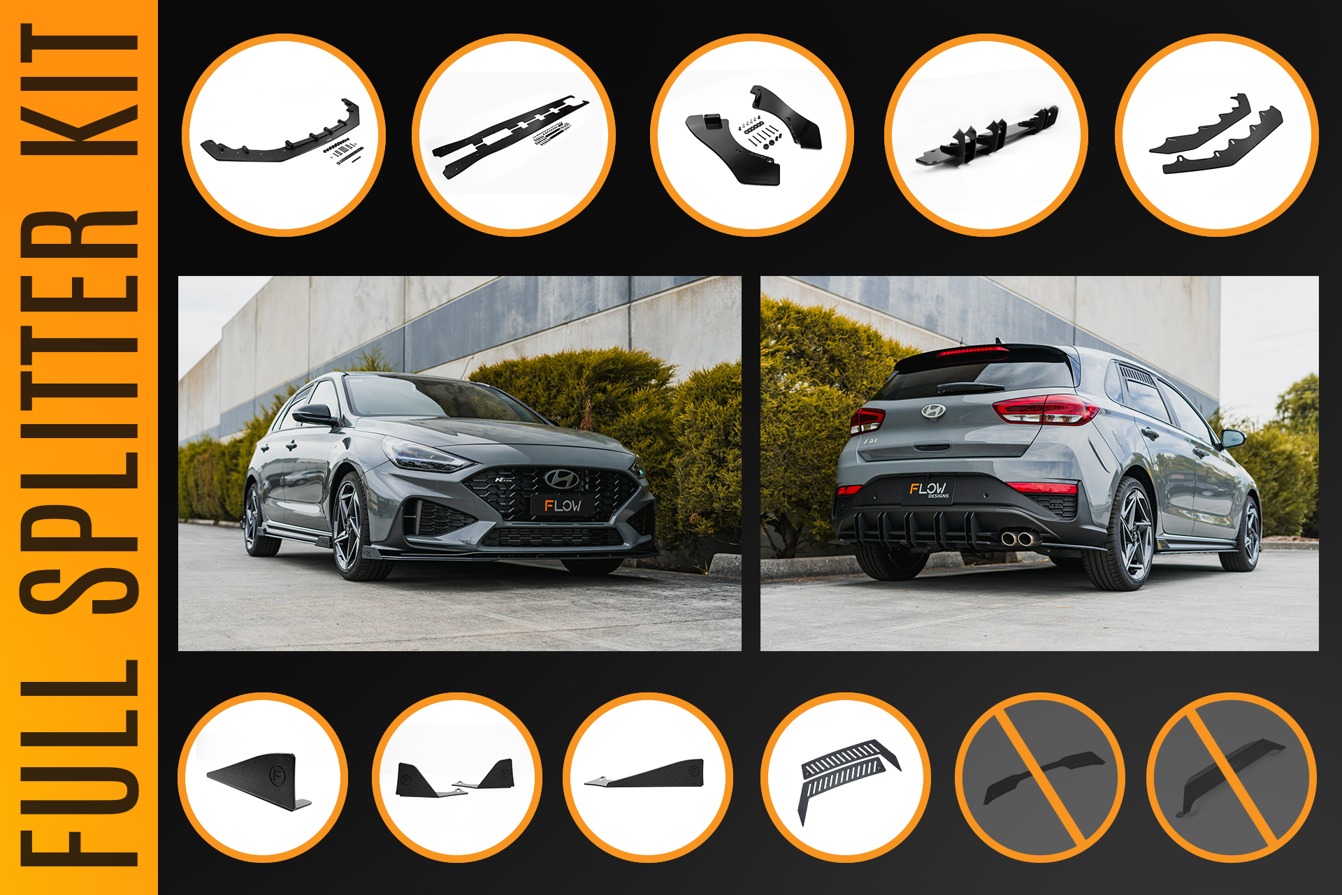 i30N-Line Hatch PDe.V6 FL 2024+ Full Lip Splitter Set