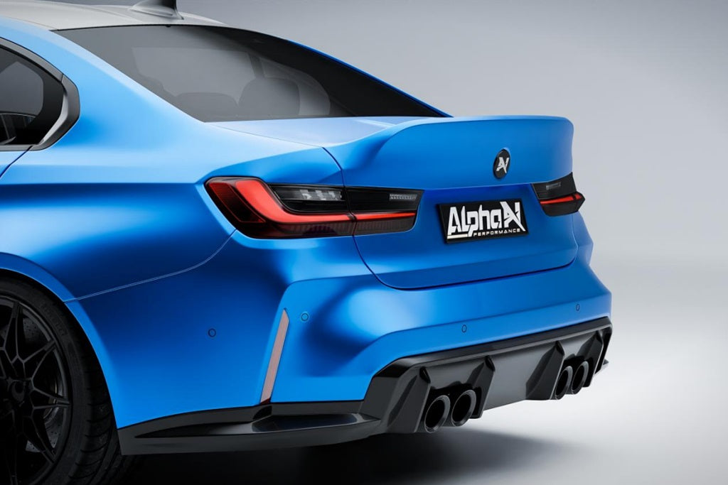 Alpha-N G80 M3 Carbon CSL trunk lid installed on a BMW M3 G80, showcasing lightweight exterior carbon fiber design.