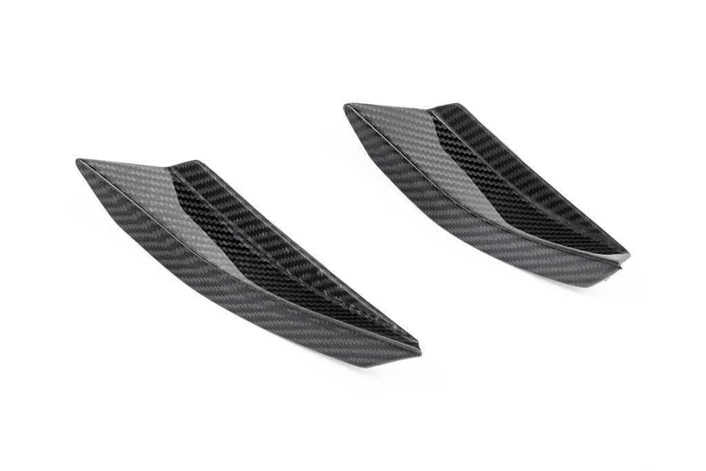 Alpha N G87 M2 carbon bumper canard set, white exterior car aerodynamic accessories on a plain background