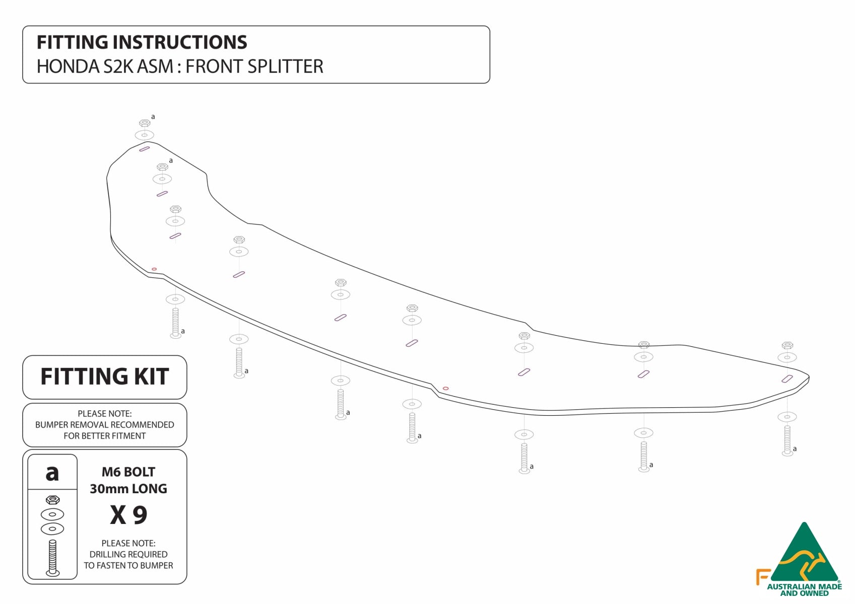 Honda AP1/AP2 S2000 Front Splitter | Flow Designs Australia