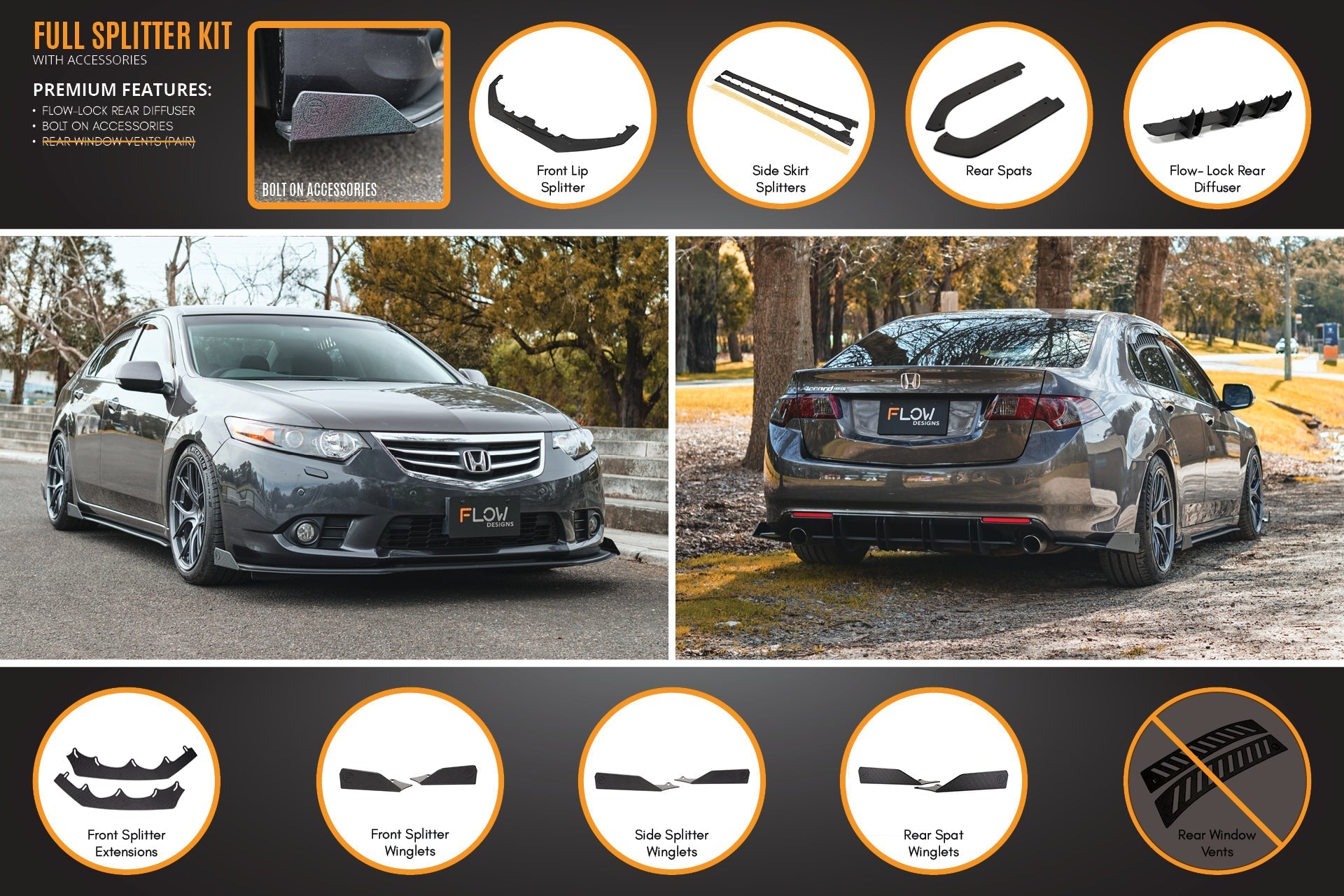 CU2 Accord Euro Full Lip Splitter Set - Standard