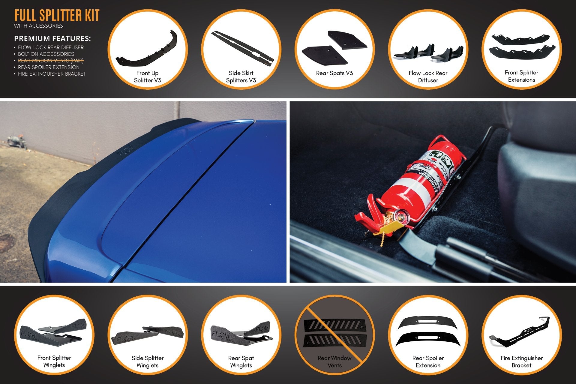 MK6 Golf R Full Lip Splitter Set