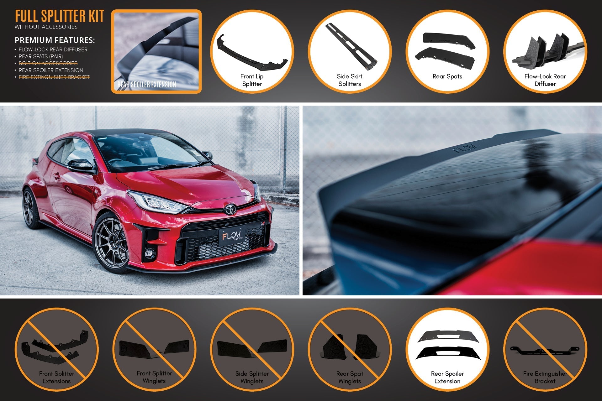 Yaris GR Gen1 Full Lip Splitter Kit With Rear Diffuser