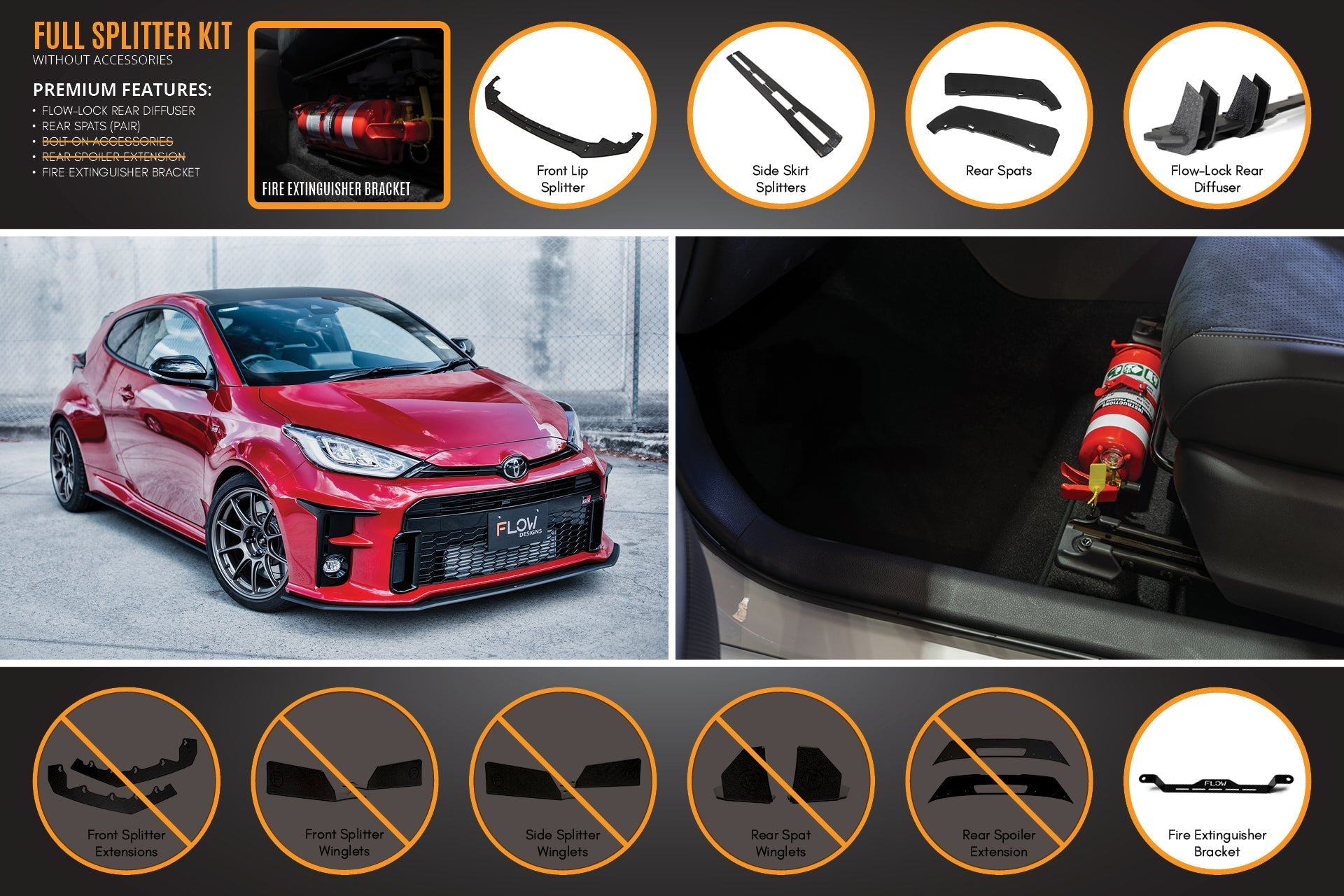 Yaris GR (Gen 1) Full Lip Splitter Kit With Rear Diffuser