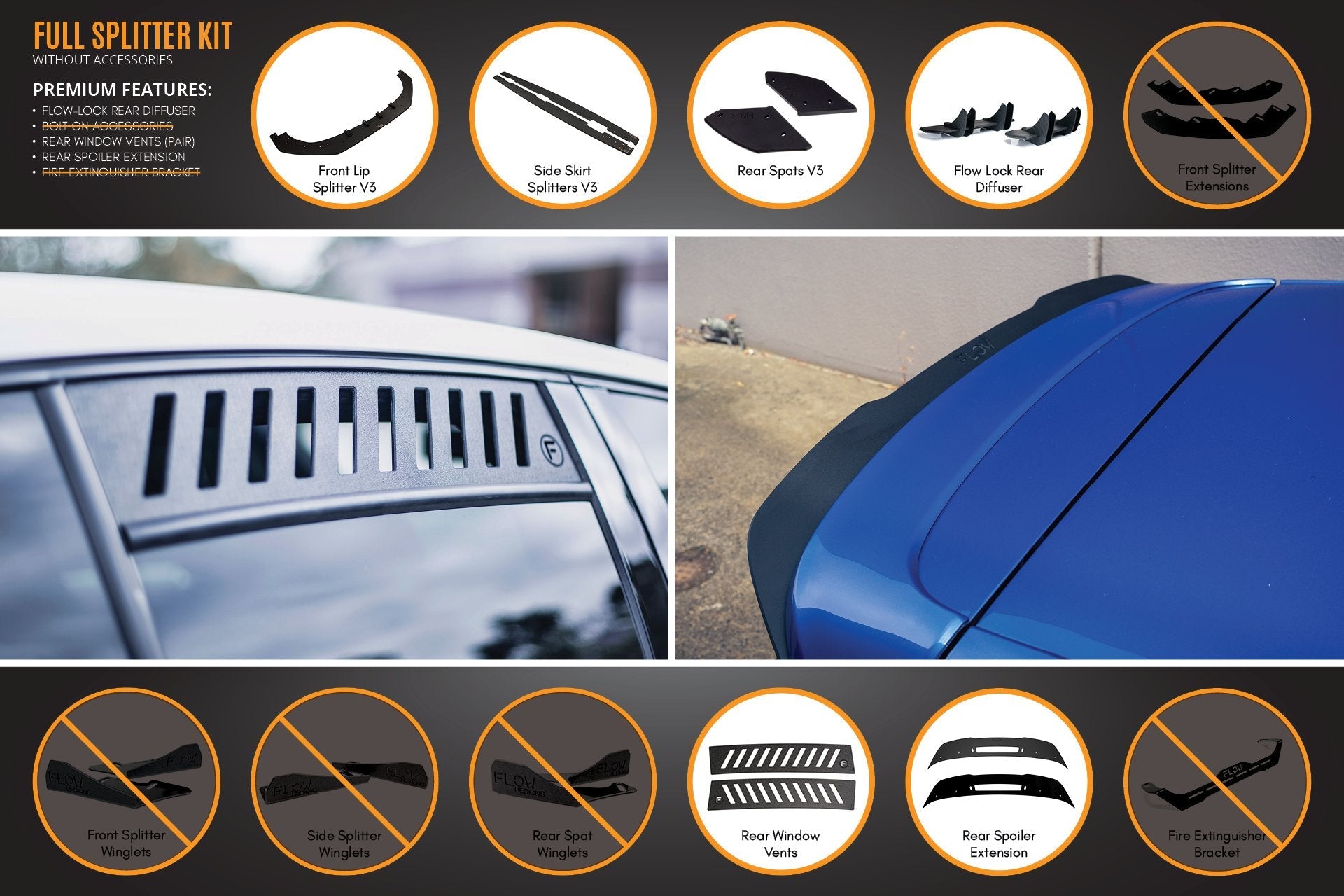 MK6 Golf R Full Lip Splitter Set
