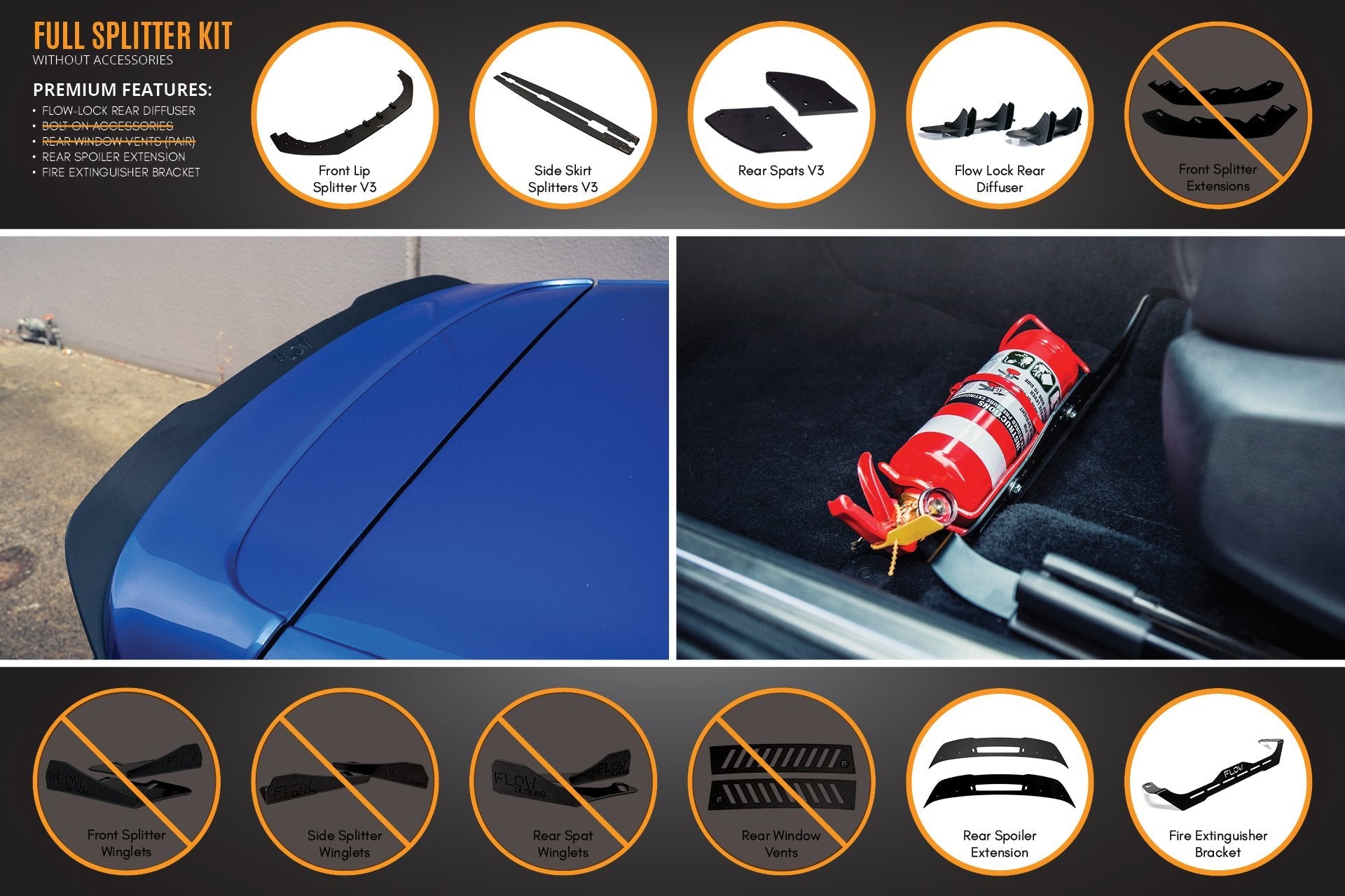 MK6 Golf R Full Lip Splitter Set