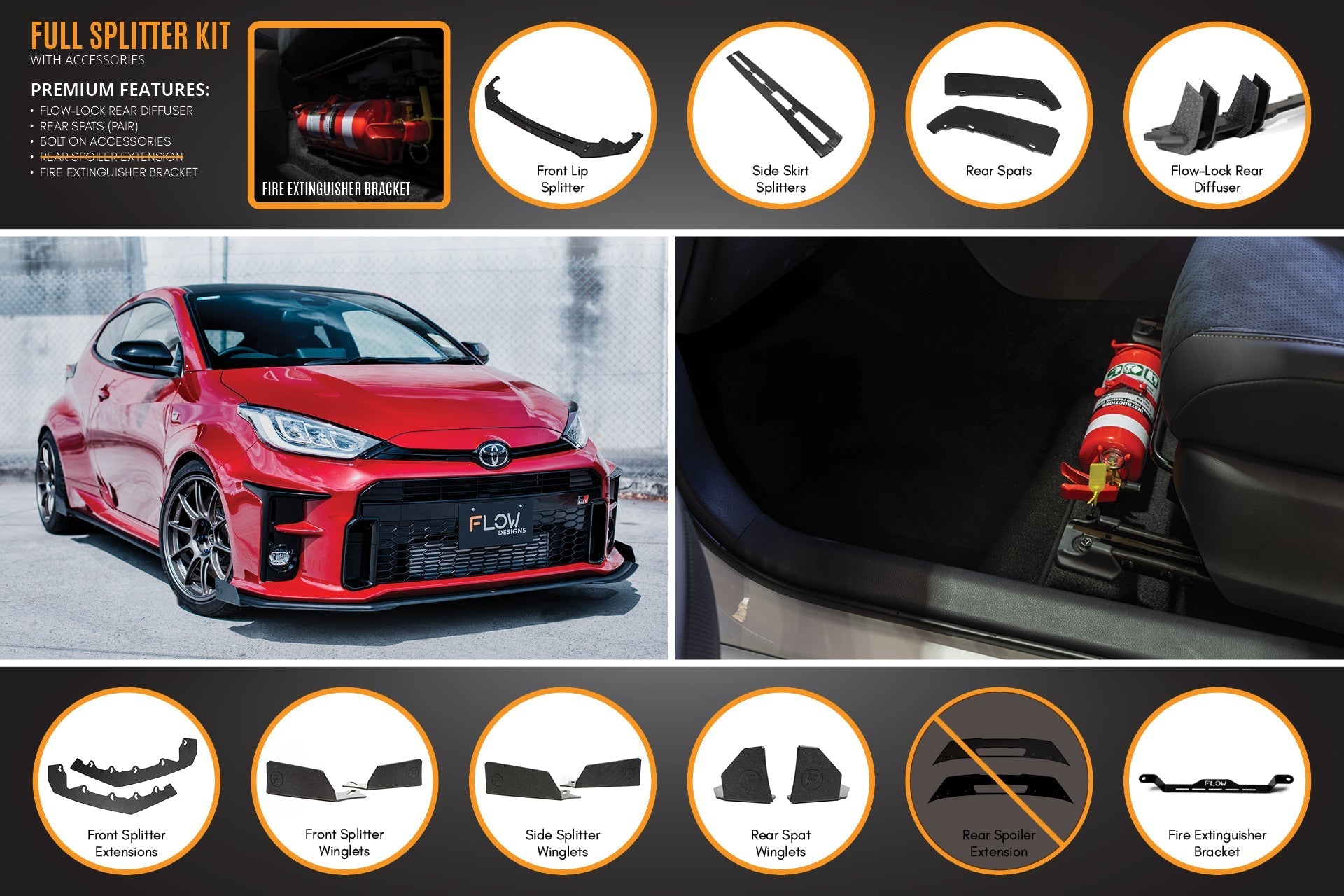 Yaris GR Gen1 Full Lip Splitter Kit With Rear Diffuser