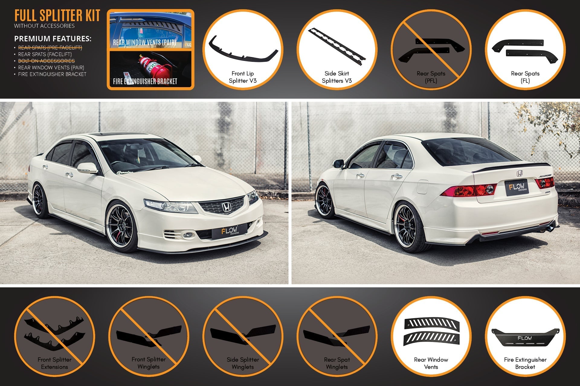 Honda Accord Euro PRE-FACELIFT CL7/CL9 Full Lip Splitter Set