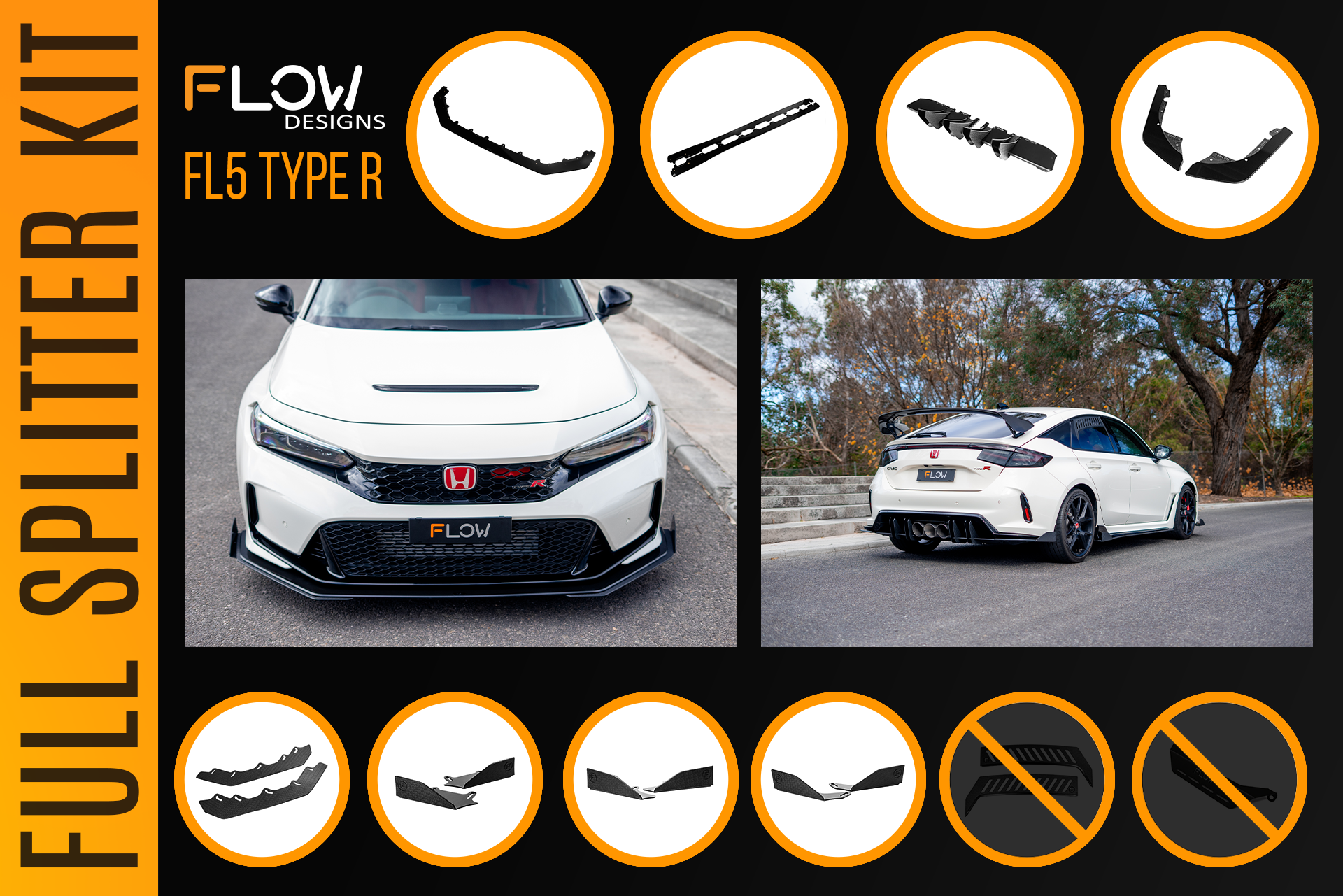 Honda FL5 Civic Type R - Full Lip Splitter Set
