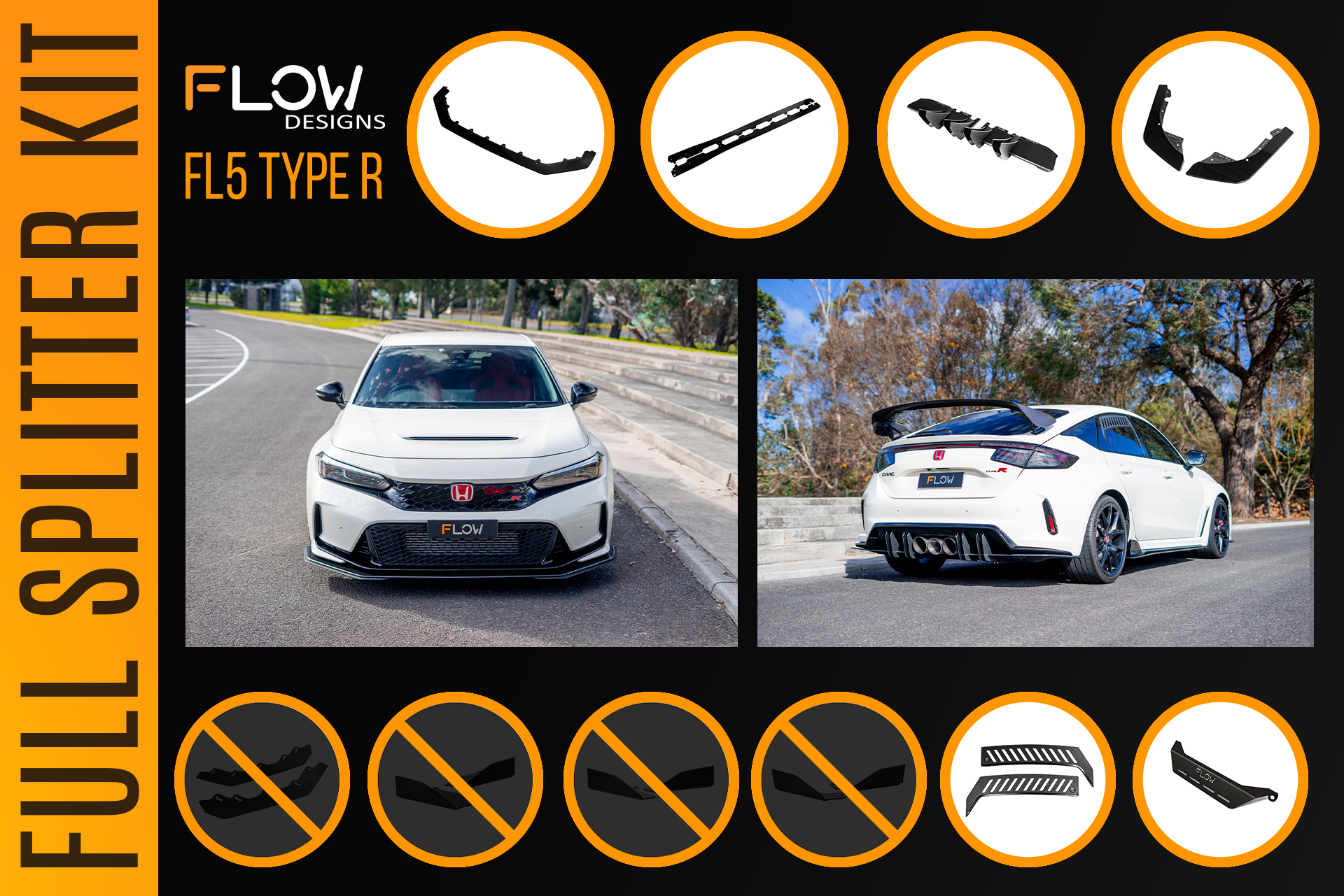 Honda FL5 Civic Type R - Full Lip Splitter Set