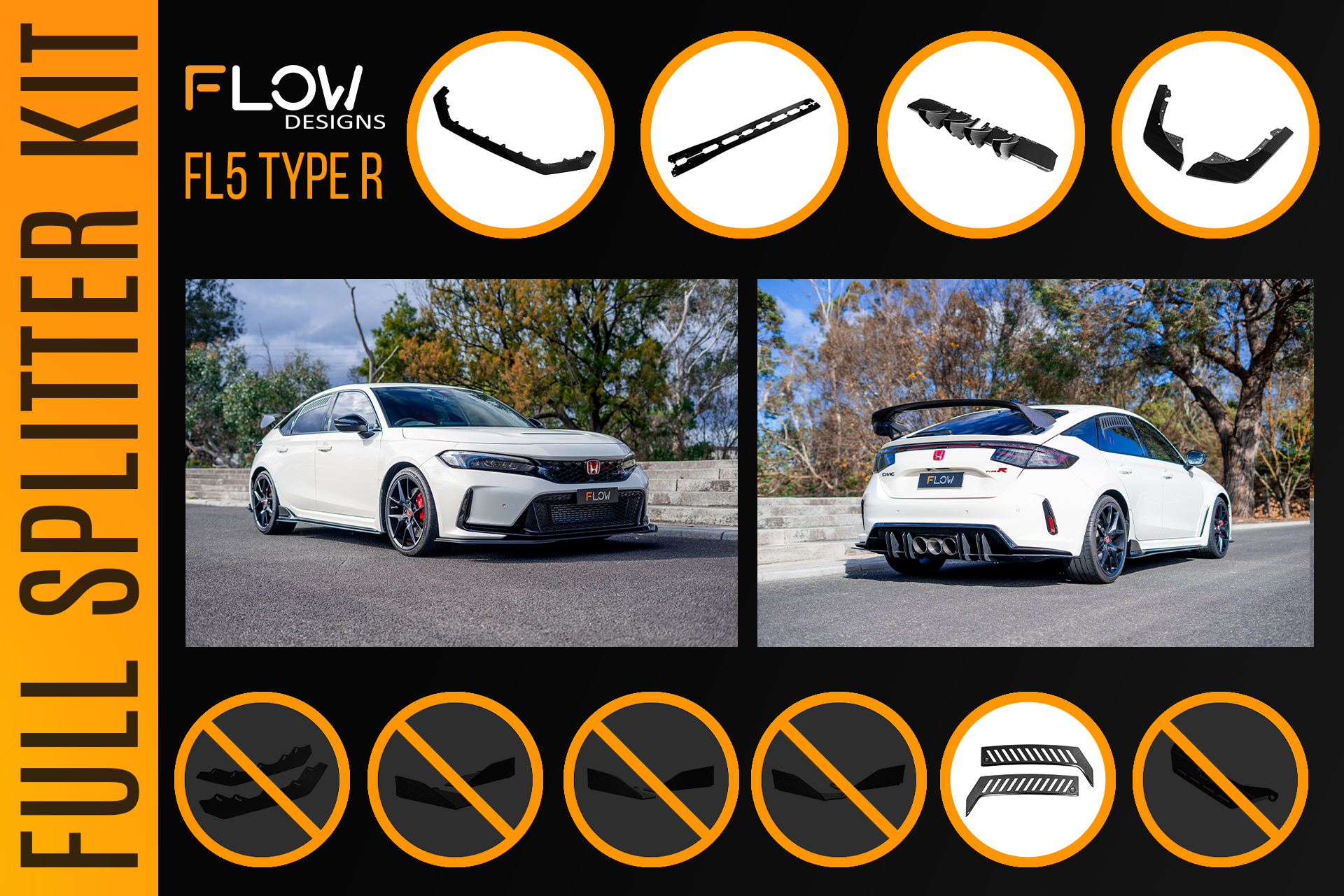 Honda FL5 Civic Type R - Full Lip Splitter Set