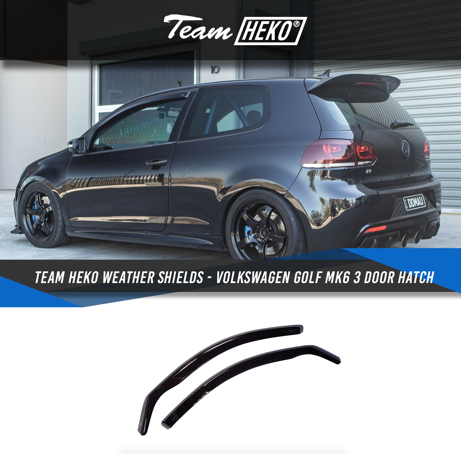 Slim line Weather Shields Volkswagen Golf MK6 3 Door Hatch 09 12