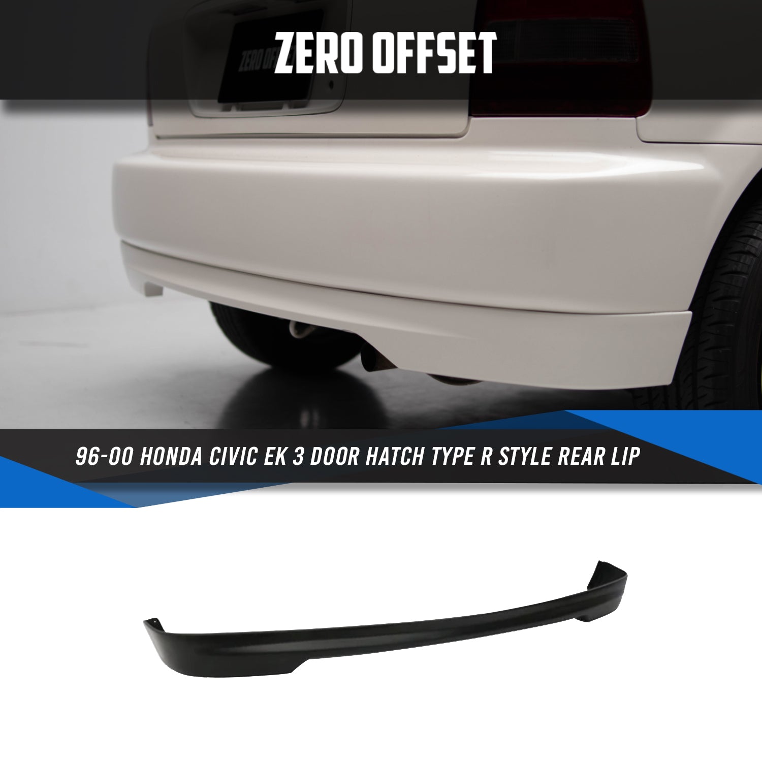 Type R Style Rear Lip for Honda Civic EK 3 Door Hatch 1996-2000