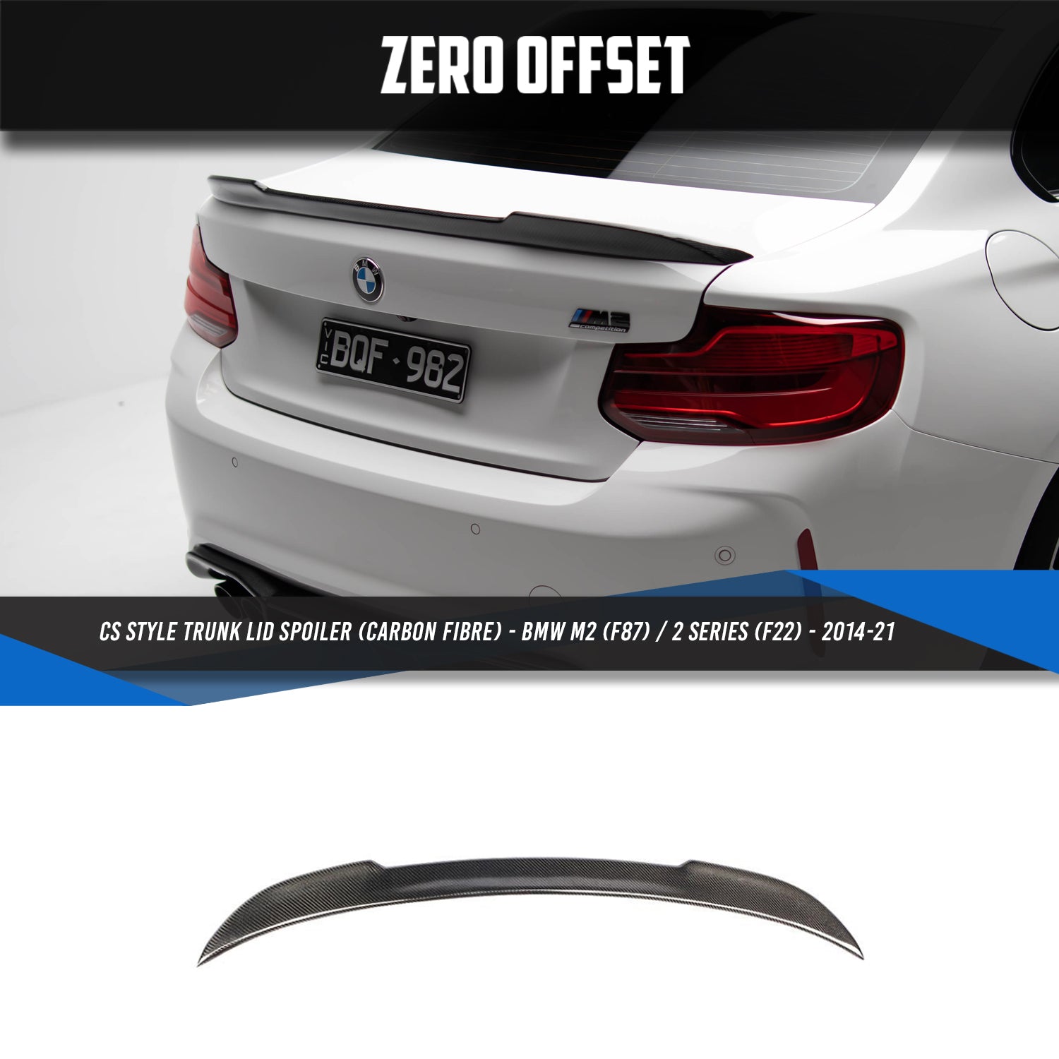 CS Style Pre Pregged Dry Carbon Fiber Trunk Lid Spoiler for BMW 2 Series M2 F22 F87 2014-2021