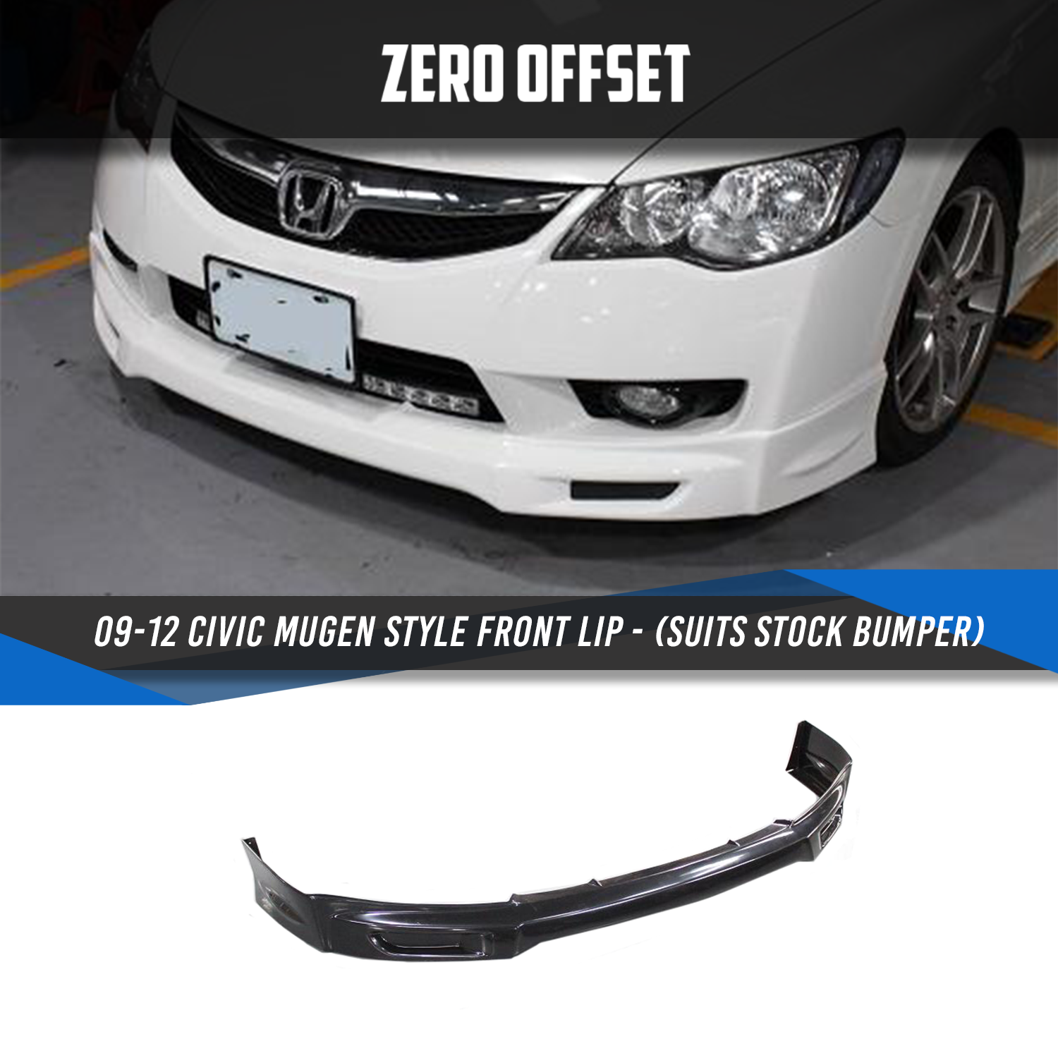 Mugen Style Front Lip for Honda Civic FD (Suits Stock Bumper) 2009-2012
