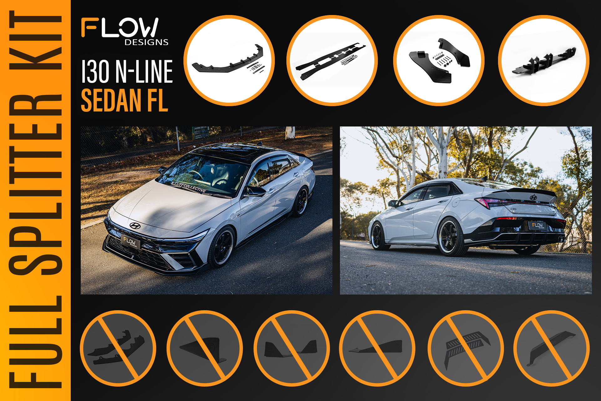Hyundai CN7 V2 i30 N-Line Sedan FL 2025 - Full Lip Splitter Set