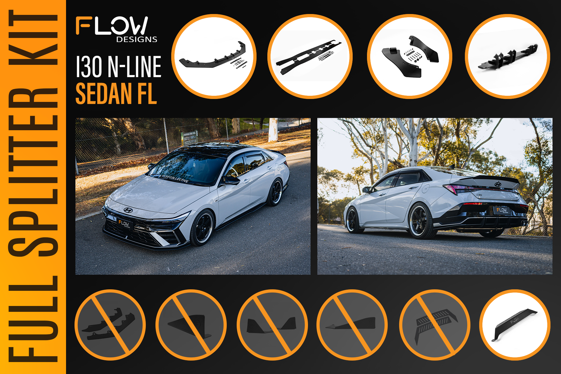 Hyundai CN7 V2 i30 N-Line Sedan FL 2025 - Full Lip Splitter Set