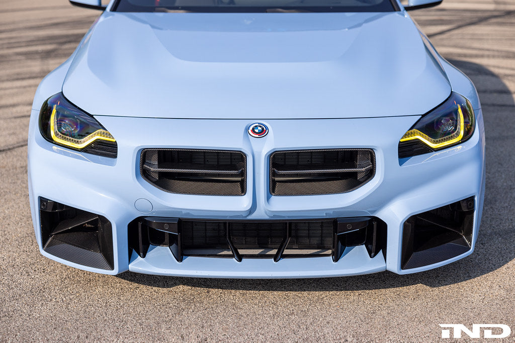 Alpha N G87 M2 carbon front grille for BMW, showcasing sleek exterior design with a lightweight, high-performance finish.