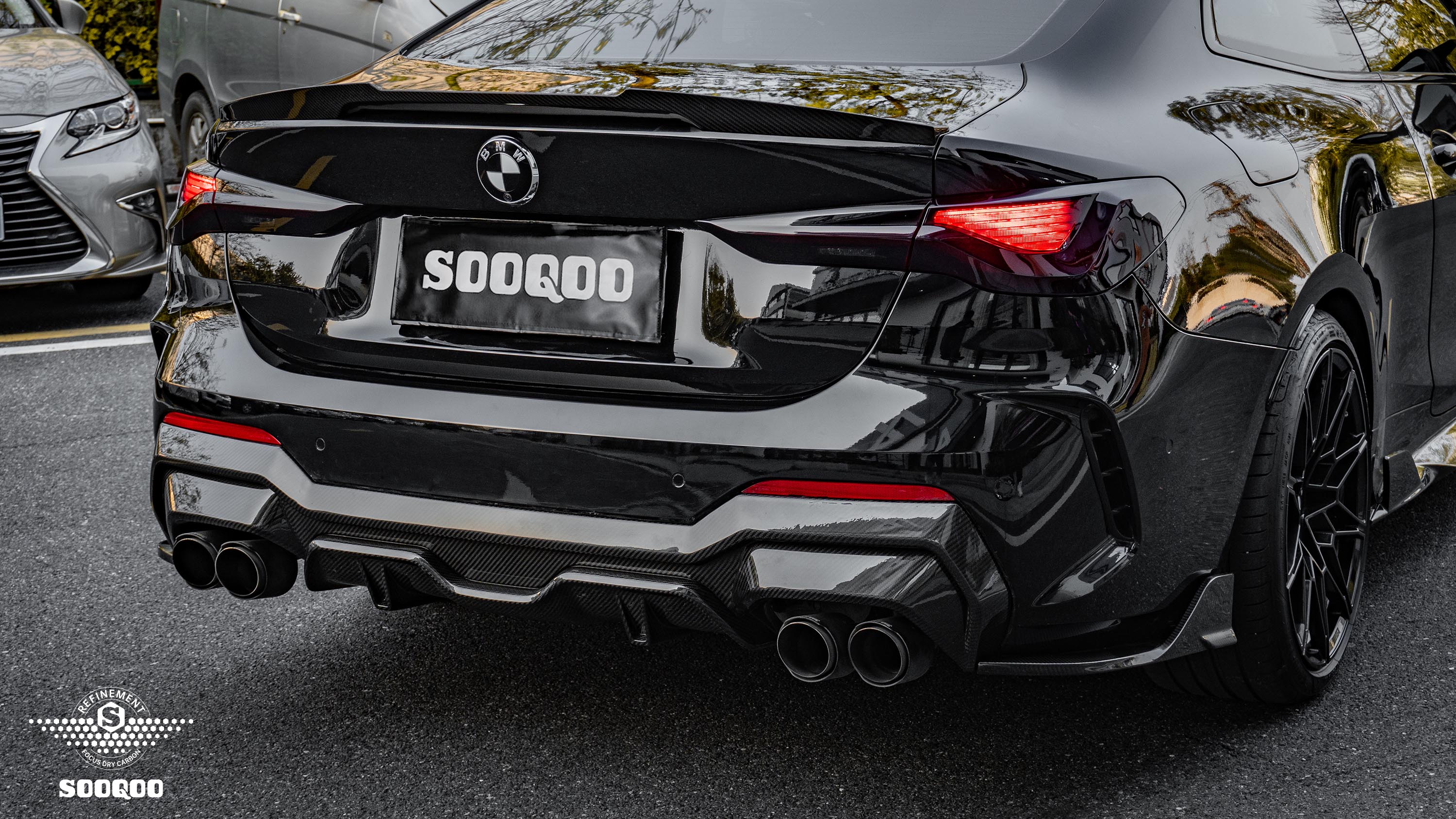 Sooqoo Pre Pregged Dry Carbon Fiber Rear Diffuser for BMW 4 Series G22 G23 2020+