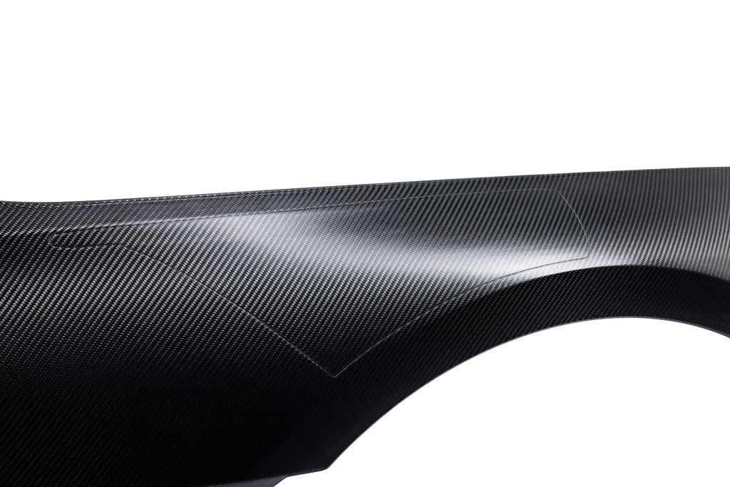 Alpha N G87 M2 carbon front fender set V2 with blades, exterior automotive parts, white background, detailed close-up image.